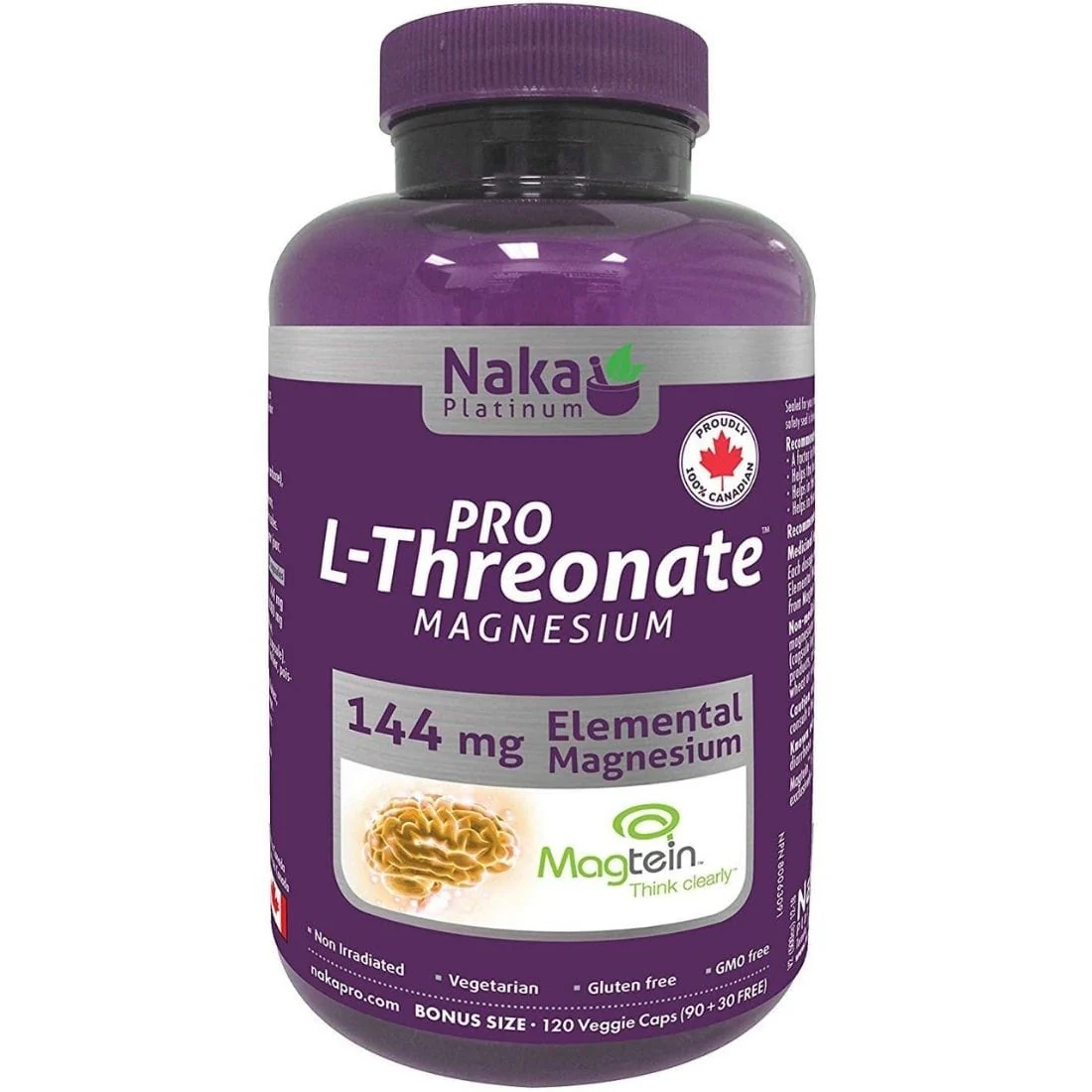 Naka Pro Magnesium L-Threonate 667mg from Magtein Magnesium Threonate, 120-240 Vegetable Capsules