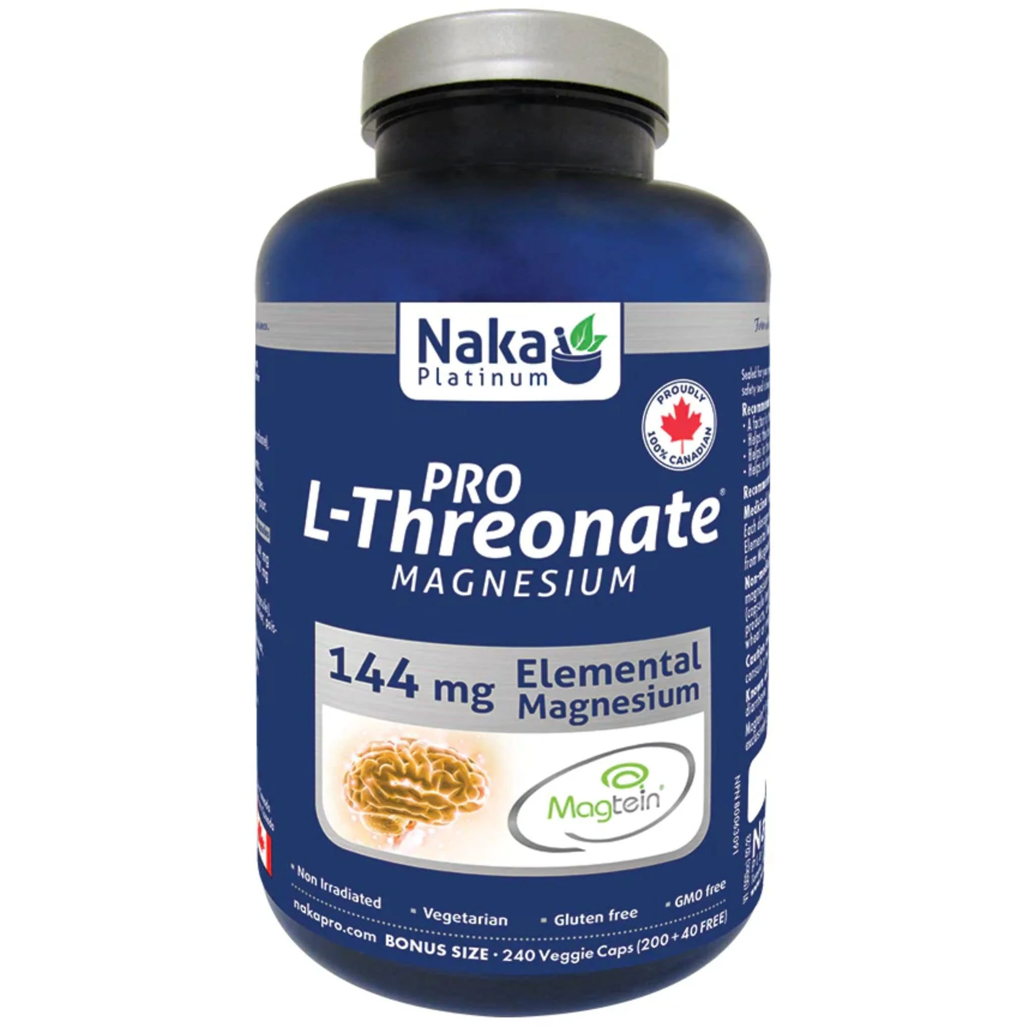 Naka Pro Magnesium L-Threonate 667mg from Magtein Magnesium Threonate, 120-240 Vegetable Capsules - Image 2