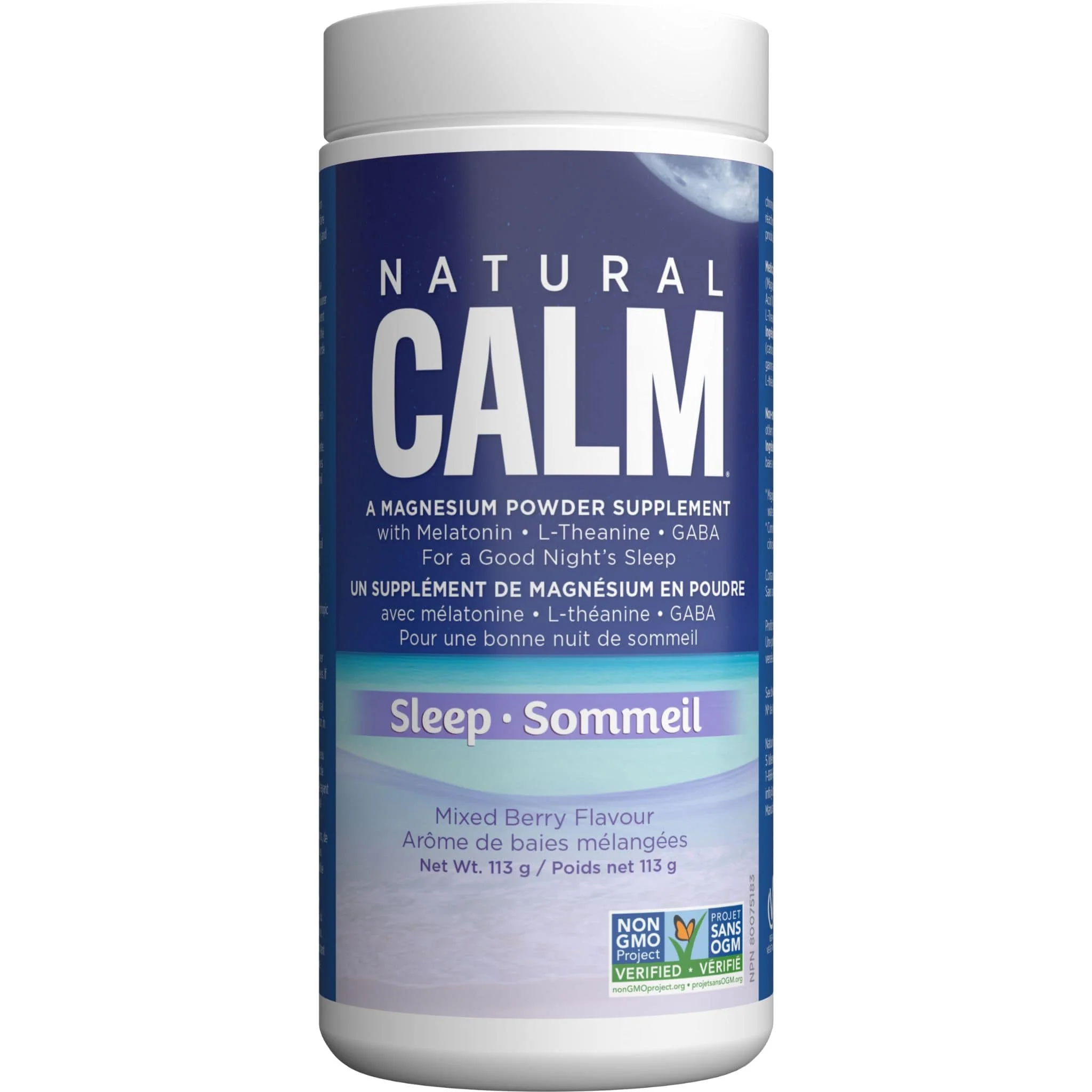Natural Calm Sleep Magnesium with GABA, Melatonin and Theanine, Organic Wildberry Flavour, 113g