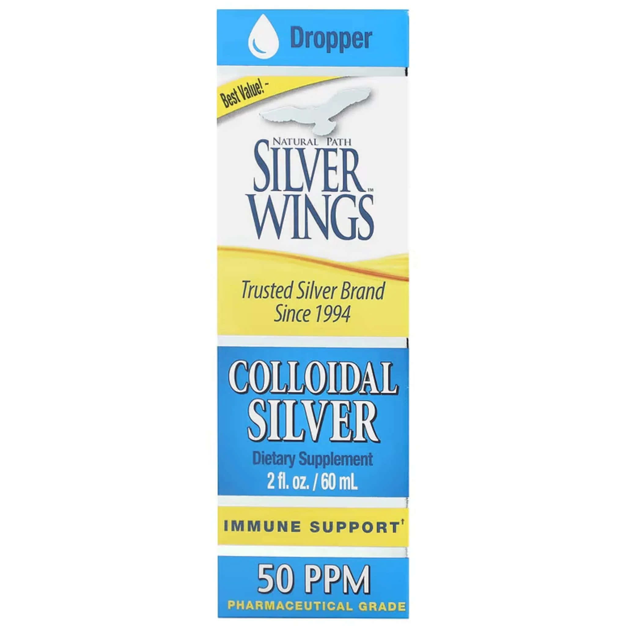 Natural Path Silver Wings Colloidal Silver 50 PPM Dropper, Liquid, Supports Immune Health, 60-120ml - Image 2