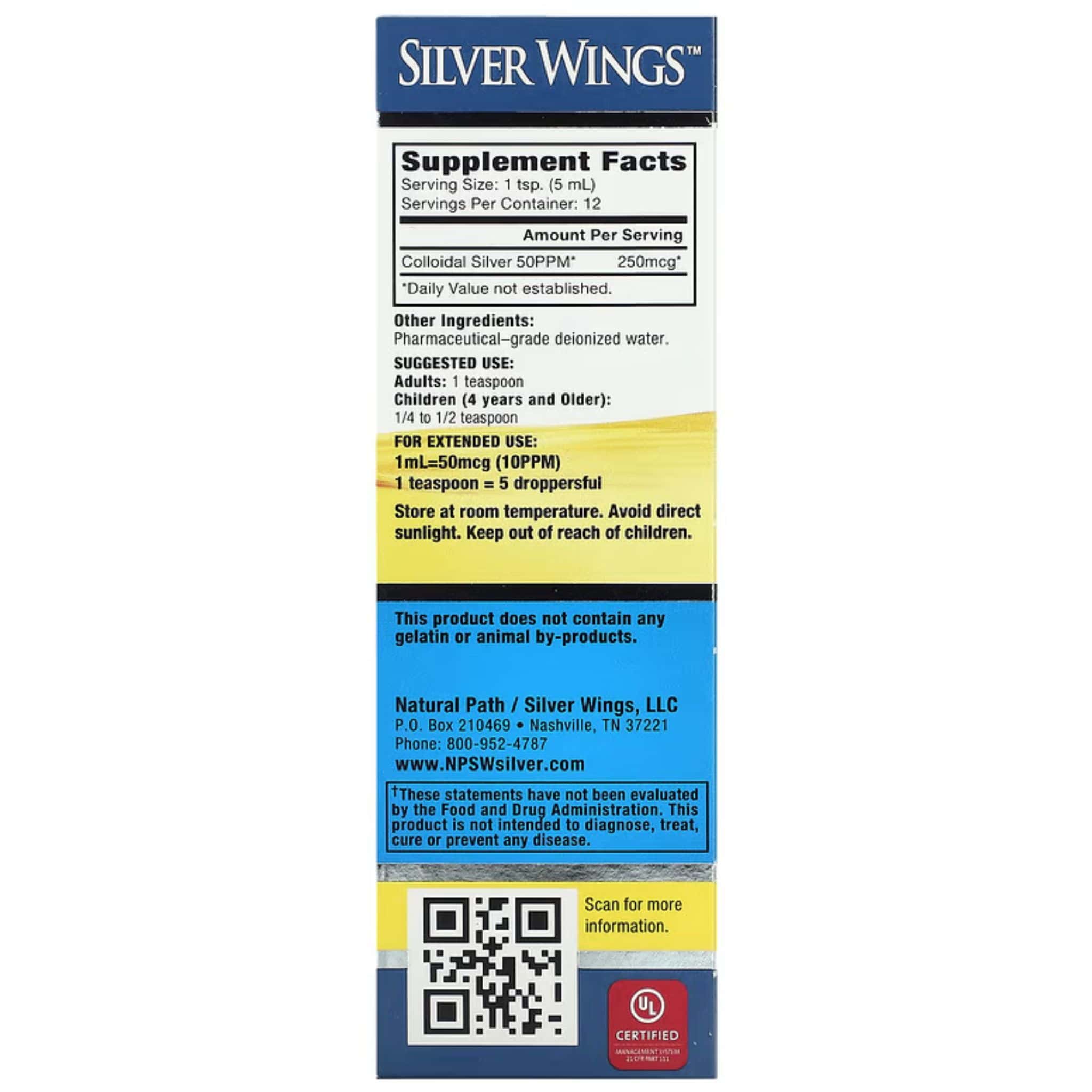 Natural Path Silver Wings Colloidal Silver 50 PPM Dropper, Liquid, Supports Immune Health, 60-120ml - Image 3