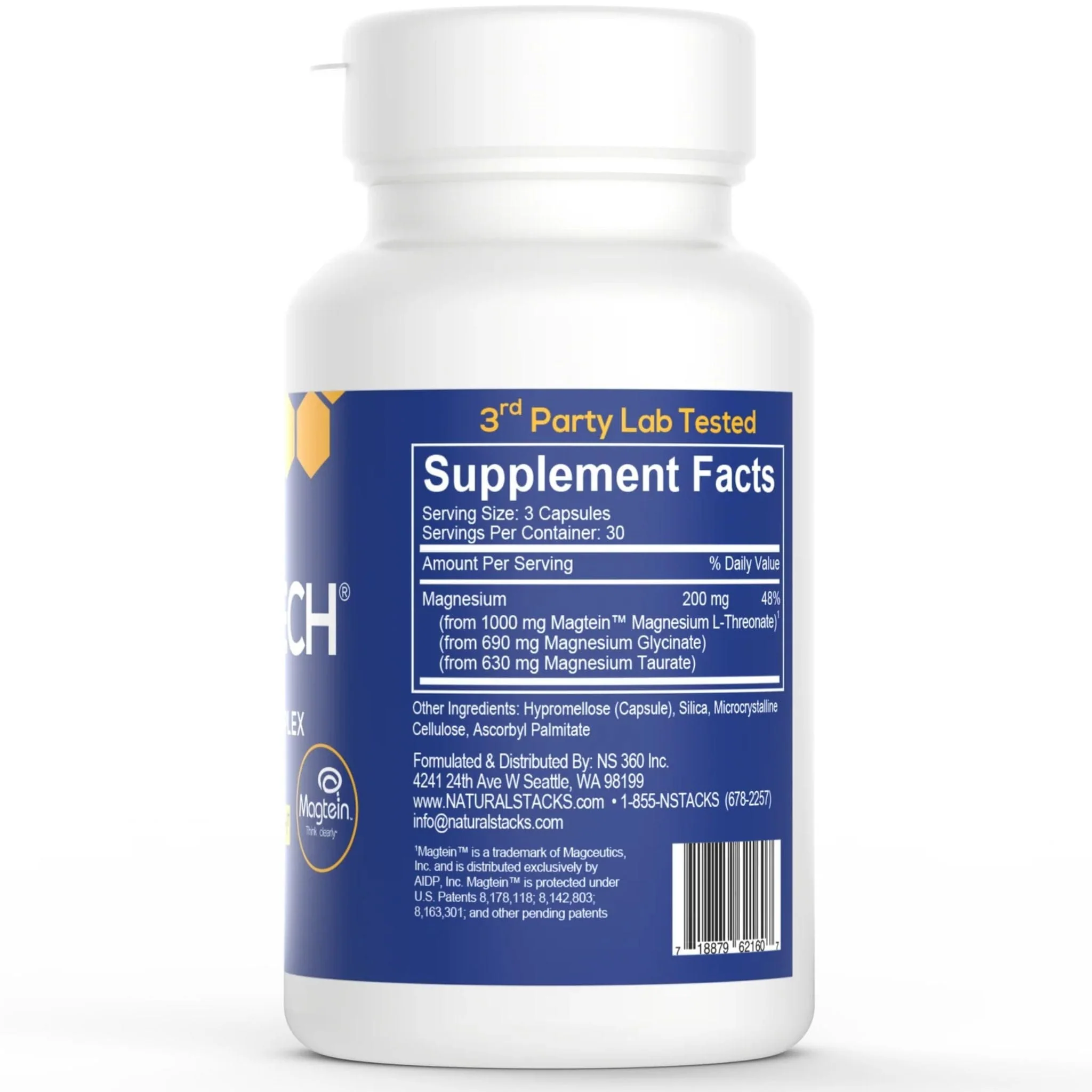 Natural Stacks Magtech Magnesium Complex, 3 Types of Magnesium, 90-180 Capsules - Image 2