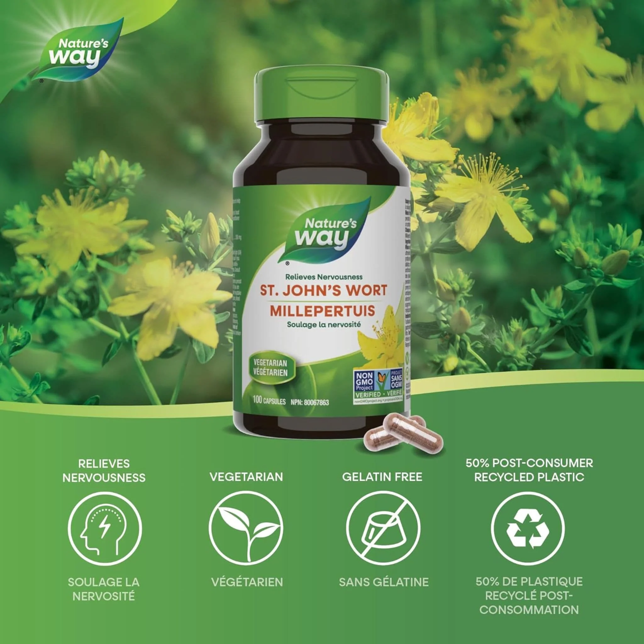 Nature's Way St. John’s Wort 350mg, 100 Vegetable Capsules - Image 3