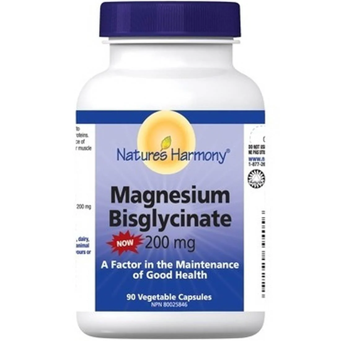 Nature's Harmony Magnesium Bisglycinate 200mg, 90 Vegetable Capsules