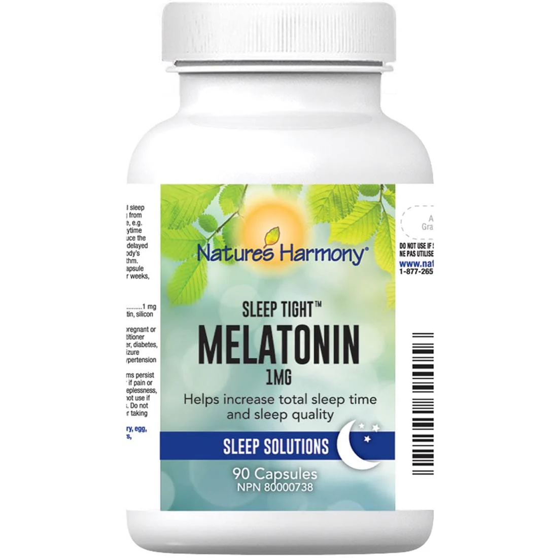 Nature's Harmony Melatonin 1mg, 90 Capsules
