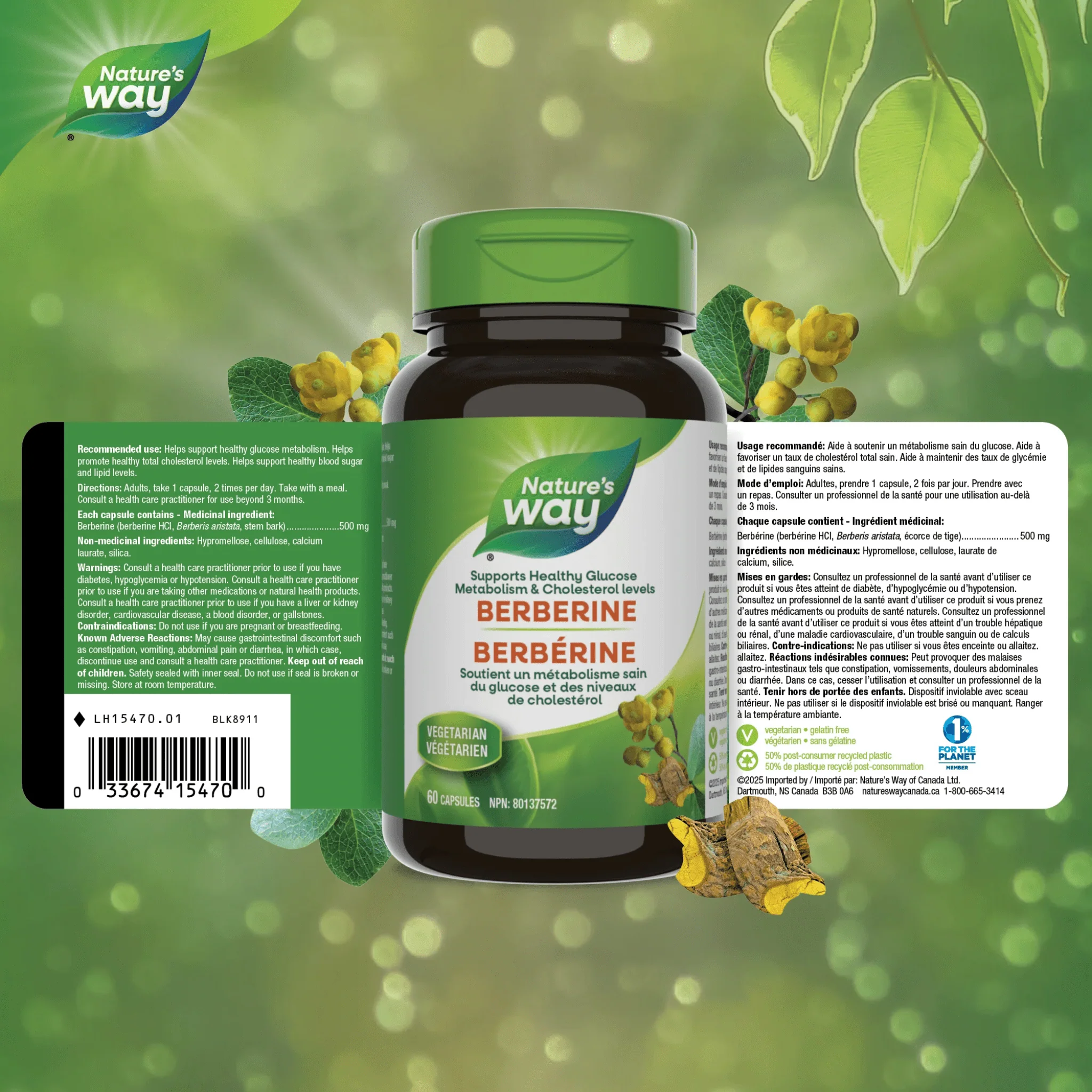 Nature's Way Berberine 500mg HCl, Supports Glucose Metabolism and Heart Health, 60 Vegetable Capsules - Image 5