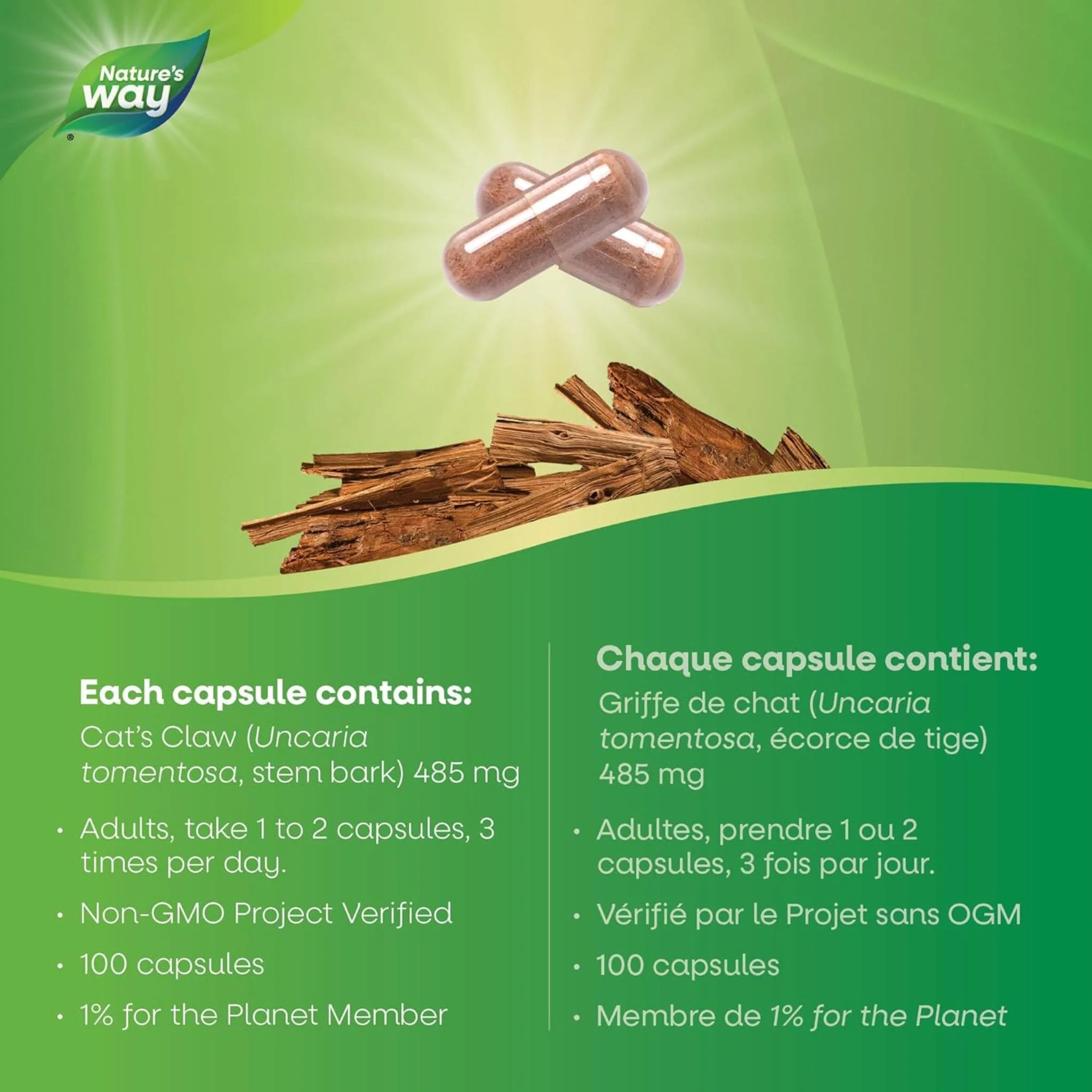 Nature's Way Cat’s Claw Bark, 100 Vegetable Capsules - Image 5