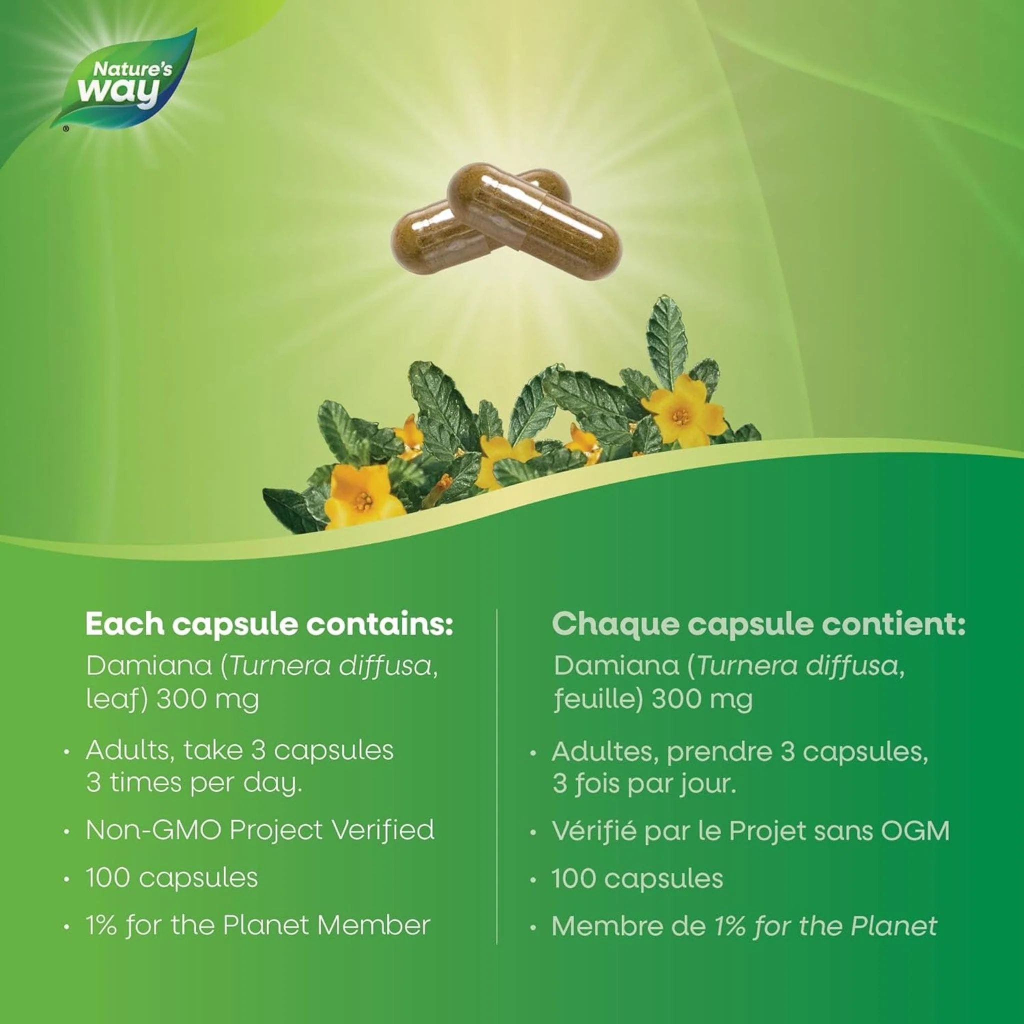 Nature's Way Damiana Leaves 400mg, 100 VCaps - Image 5