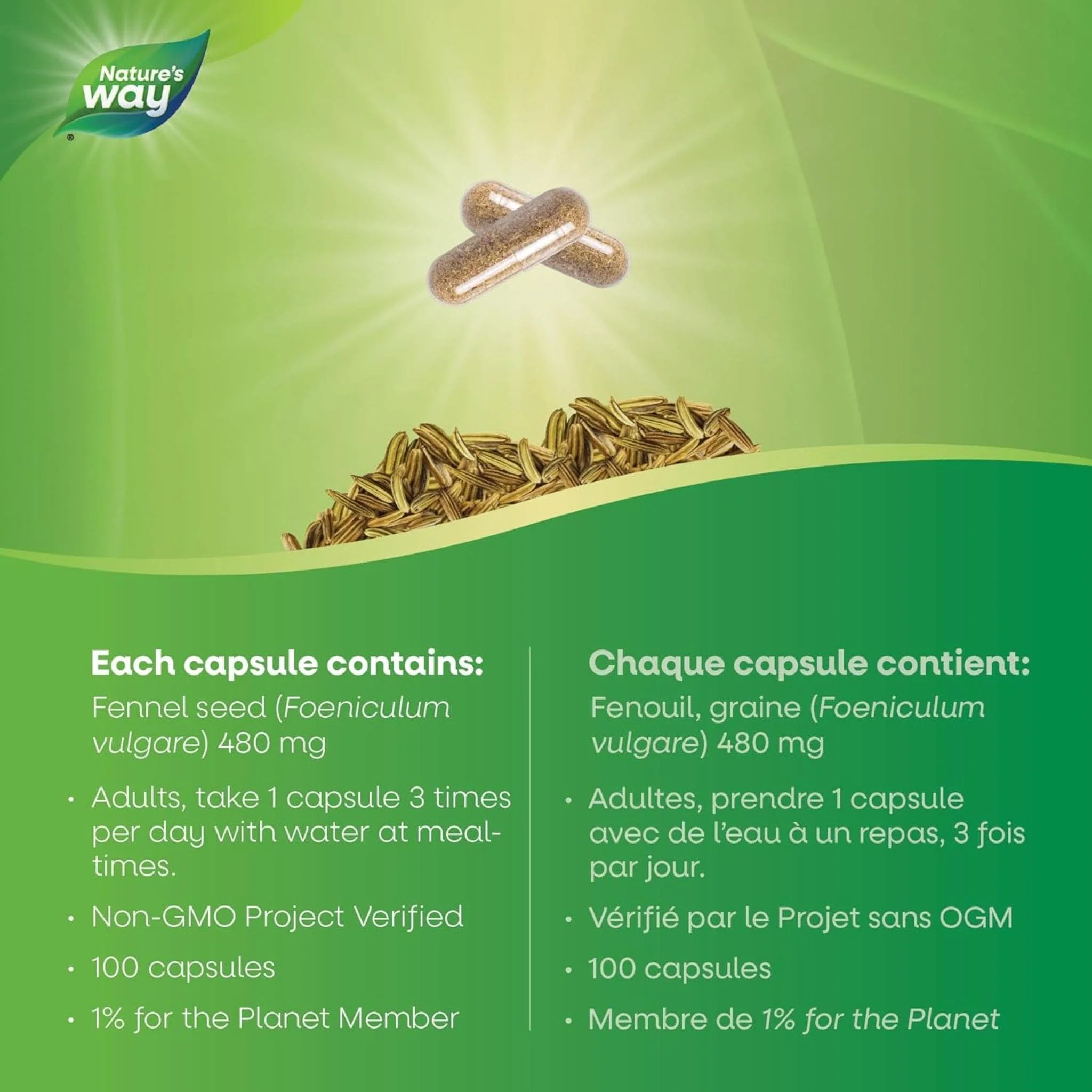 Nature's Way Fennel Seed, 100 Vegetable Capsules - Image 5