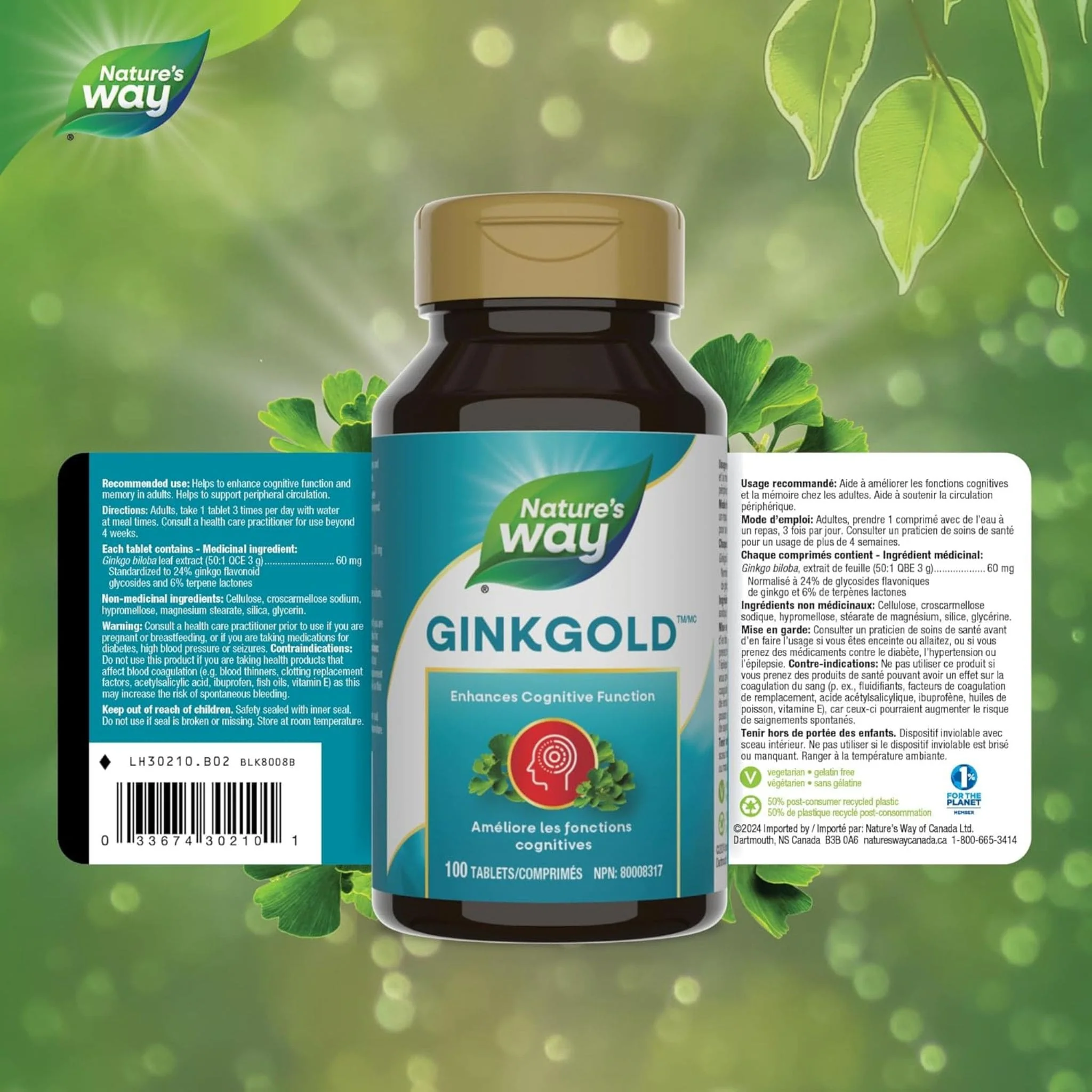 Nature's Way Ginkgold 60mg (For Improved Mental Sharpness), 100 Tablets - Image 2