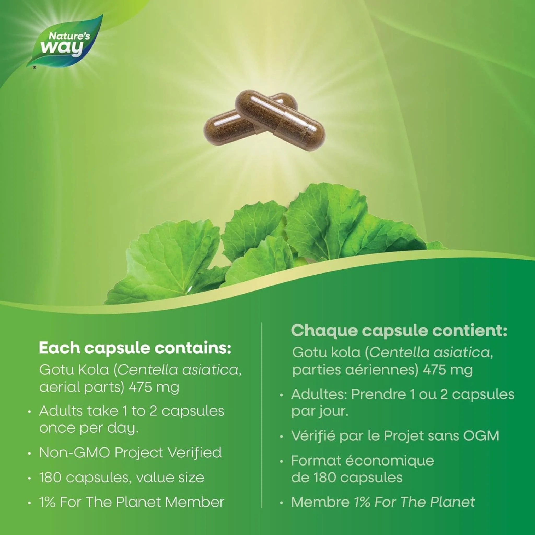 Nature's Way Gotu Kola 475mg Capsules - Image 12