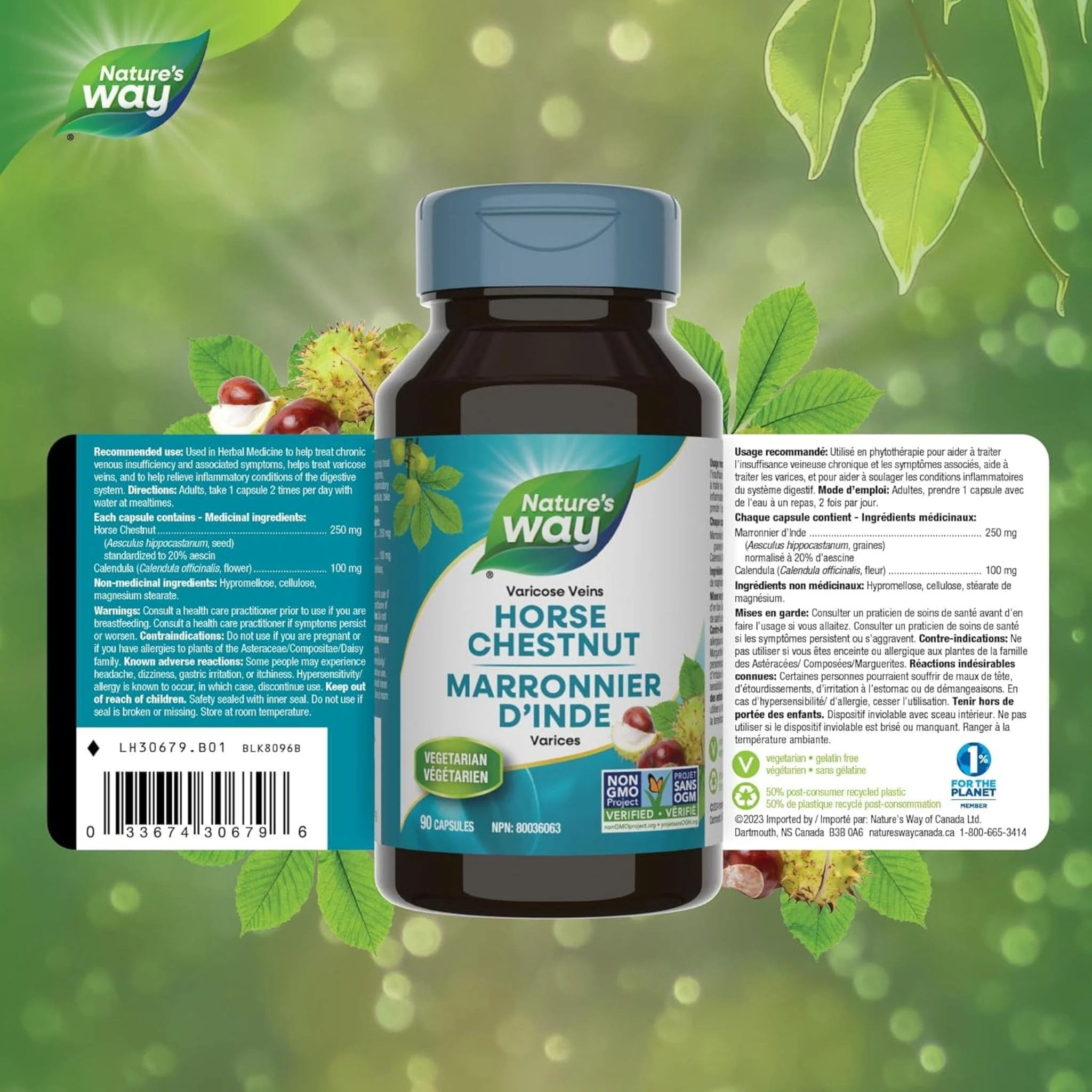 Nature's Way Horse Chestnut 250mg Standardized Extract, 90 Vegetable Capsules - Image 2
