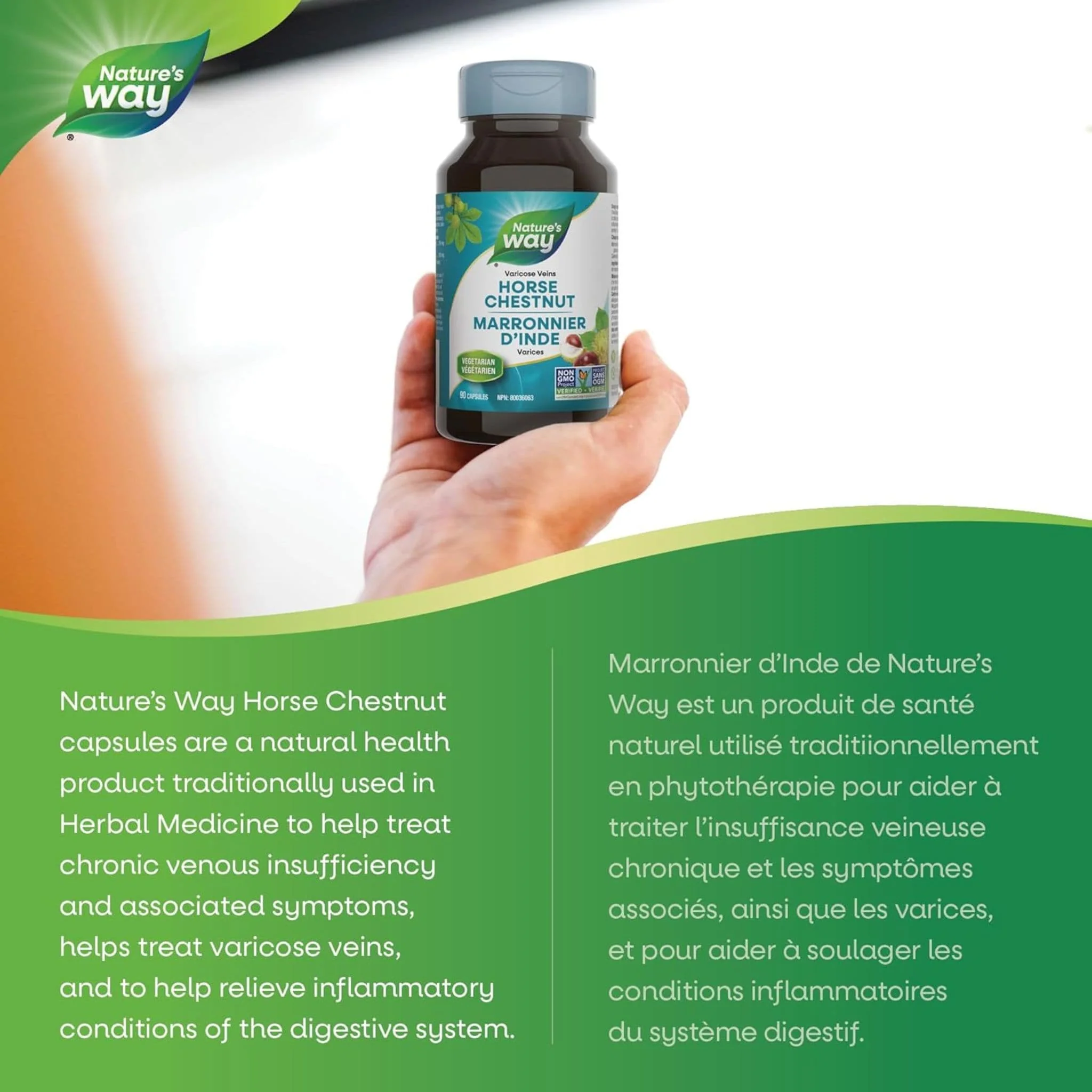 Nature's Way Horse Chestnut 250mg Standardized Extract, 90 Vegetable Capsules - Image 4