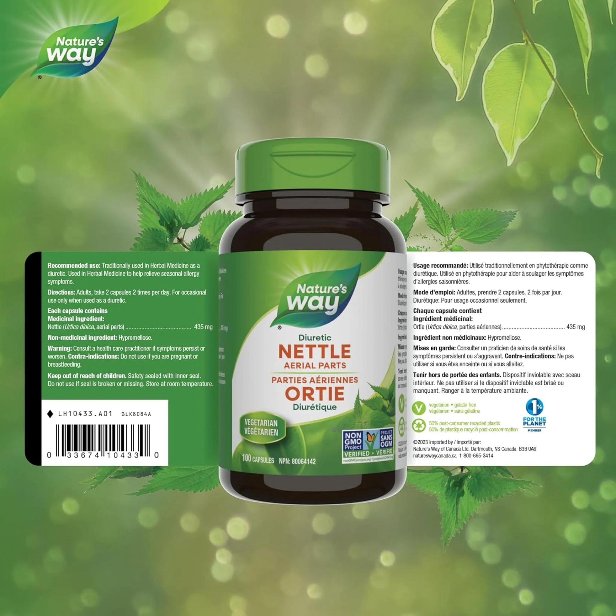 Nature's Way Nettle 435mg, Diuretic, 100 Vegetable Capsules - Image 2