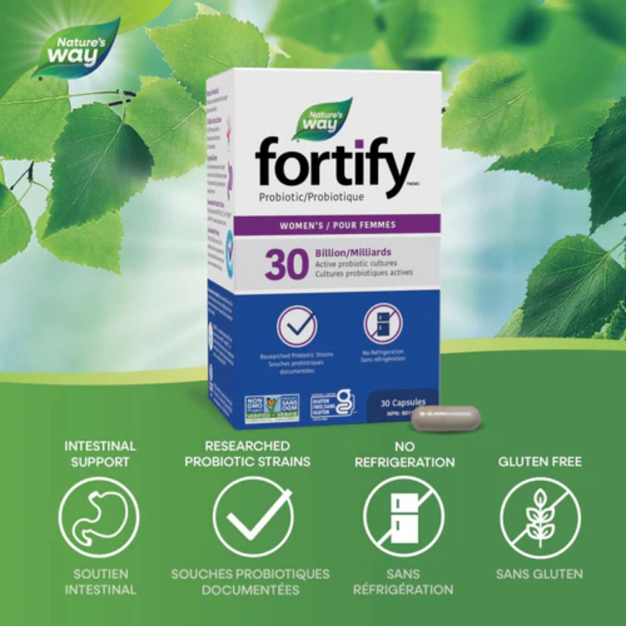 Nature's Way Primadophilus Fortify, Women's Probiotics, 30 Billion Live Probiotics, 30 VCaps - Image 2