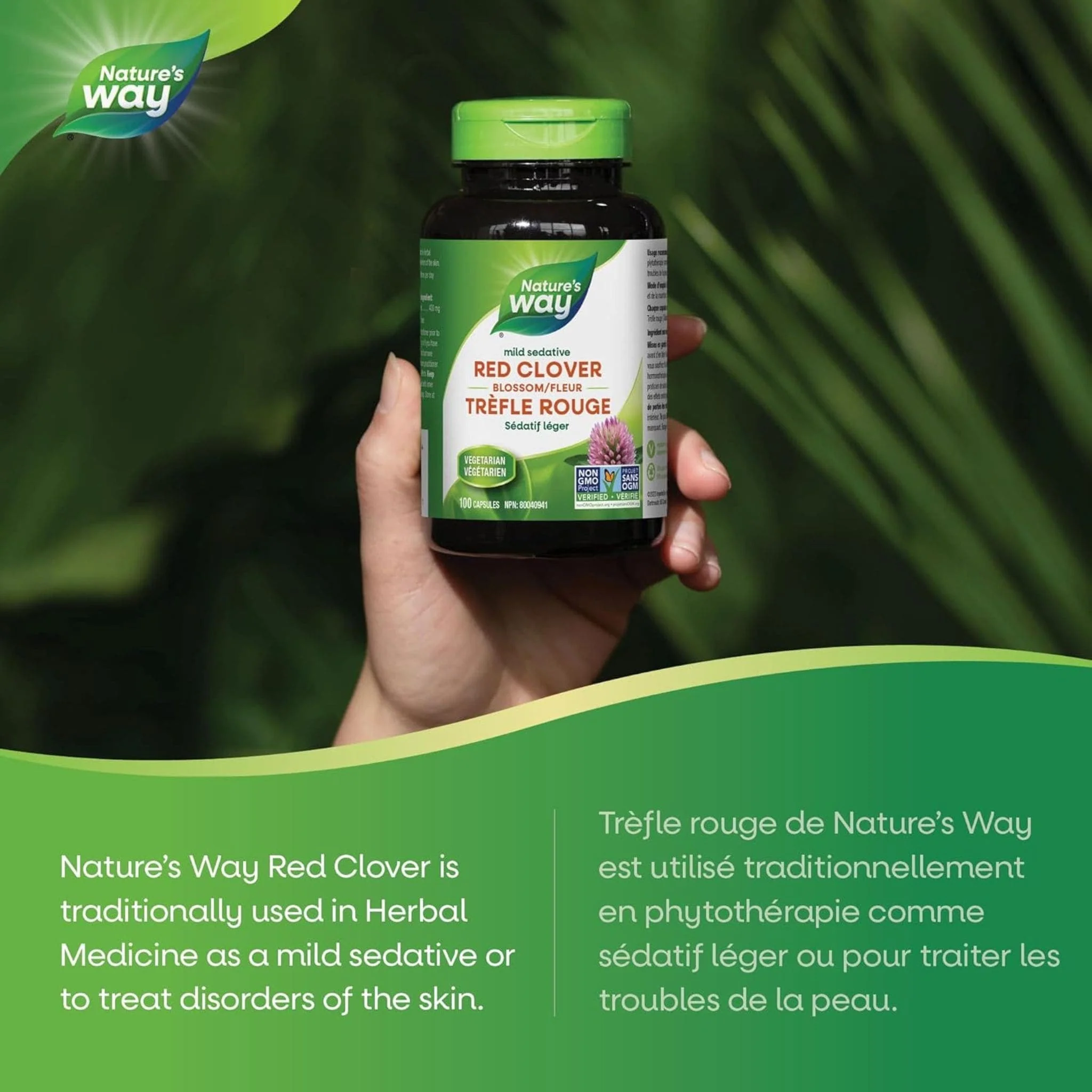 Nature's Way Red Clover Blossoms, 100 Capsules - Image 4