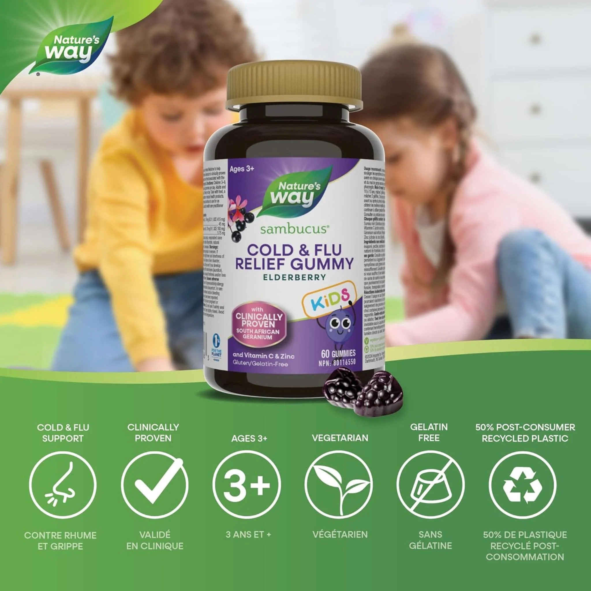 Nature's Way Sambucus Relief Kids Gummies, 60 Gummies - Image 4