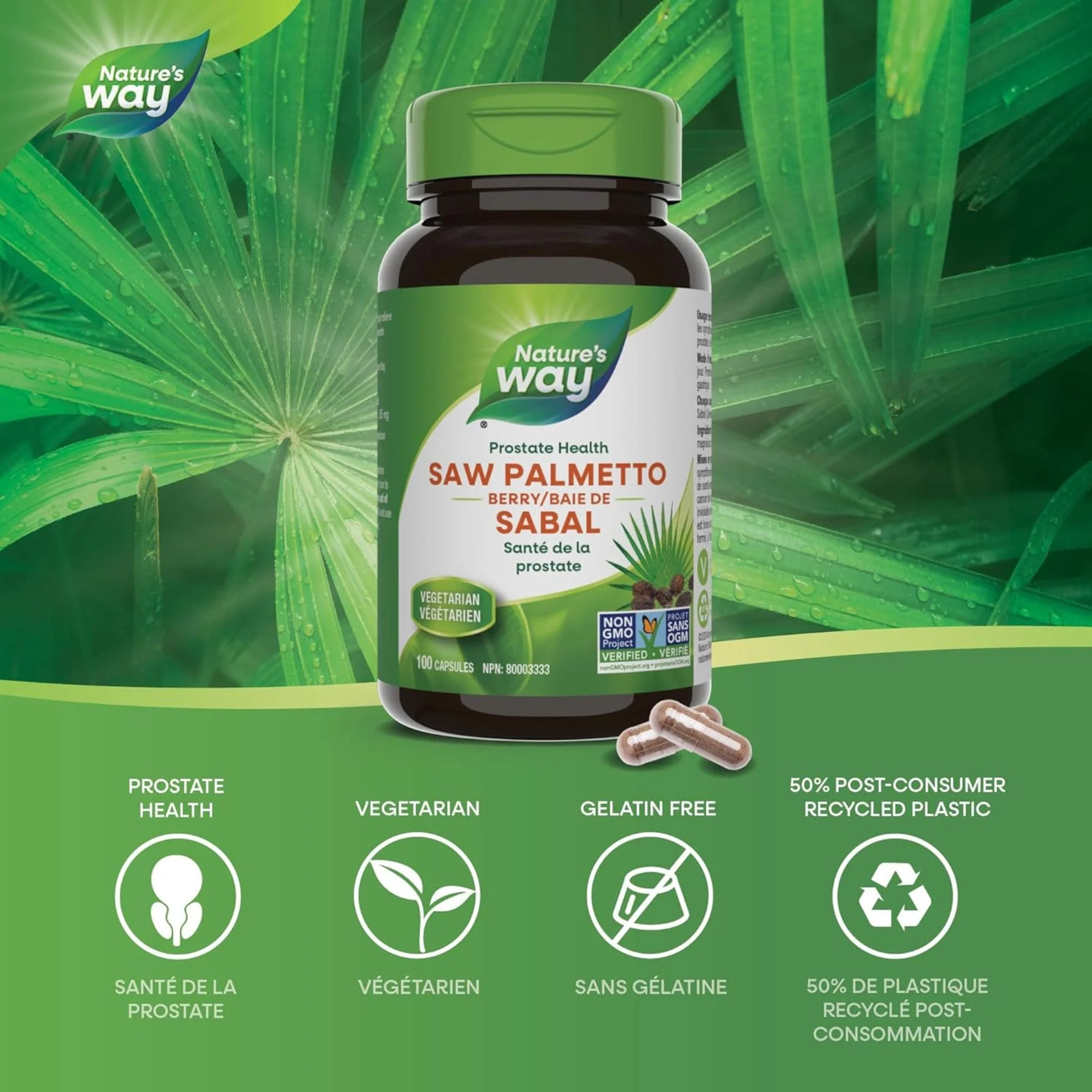 Nature's Way Saw Palmetto Berry 585mg, Mens Health, Capsules - Image 3