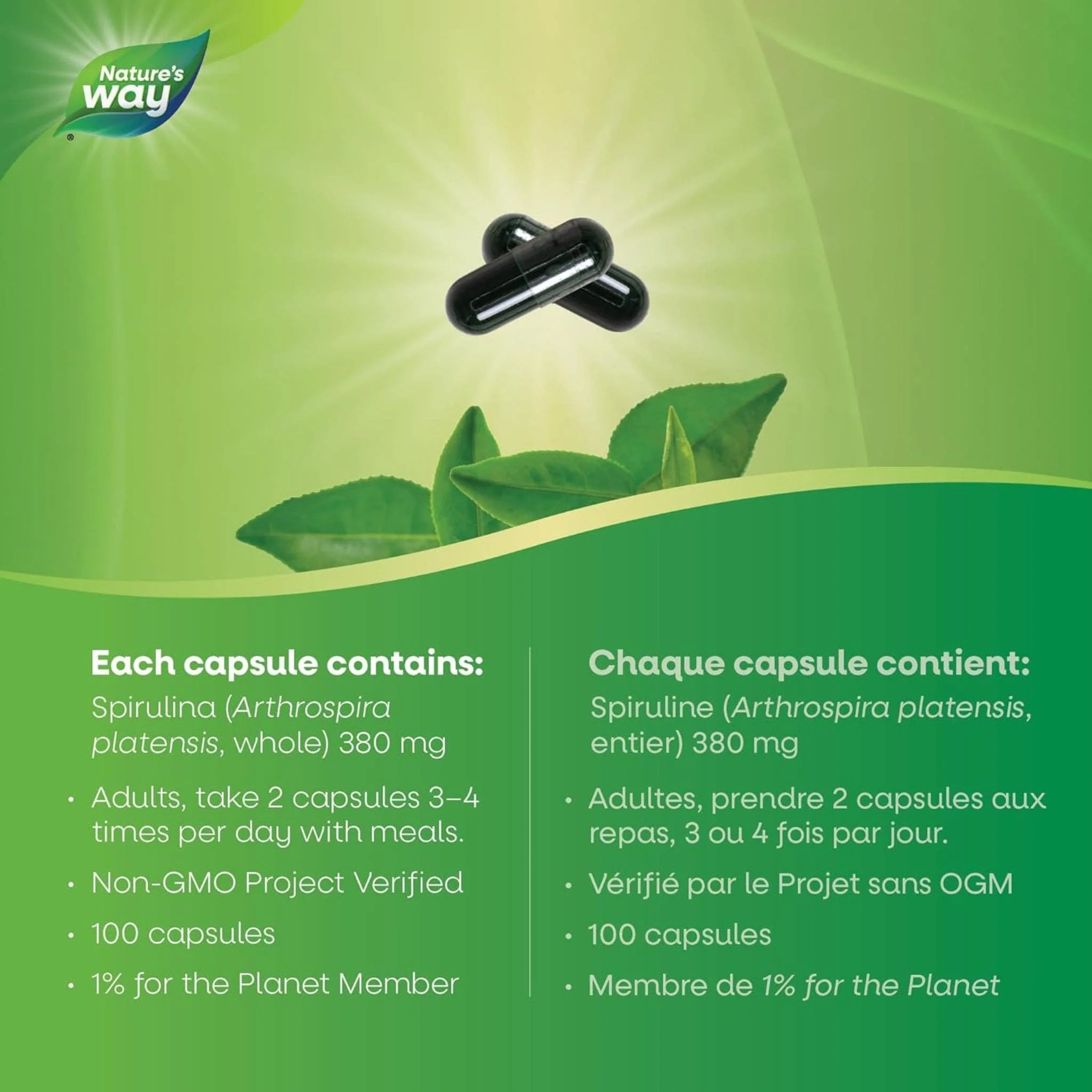 Nature's Way Spirulina, 100 Vegetable Capsules - Image 6