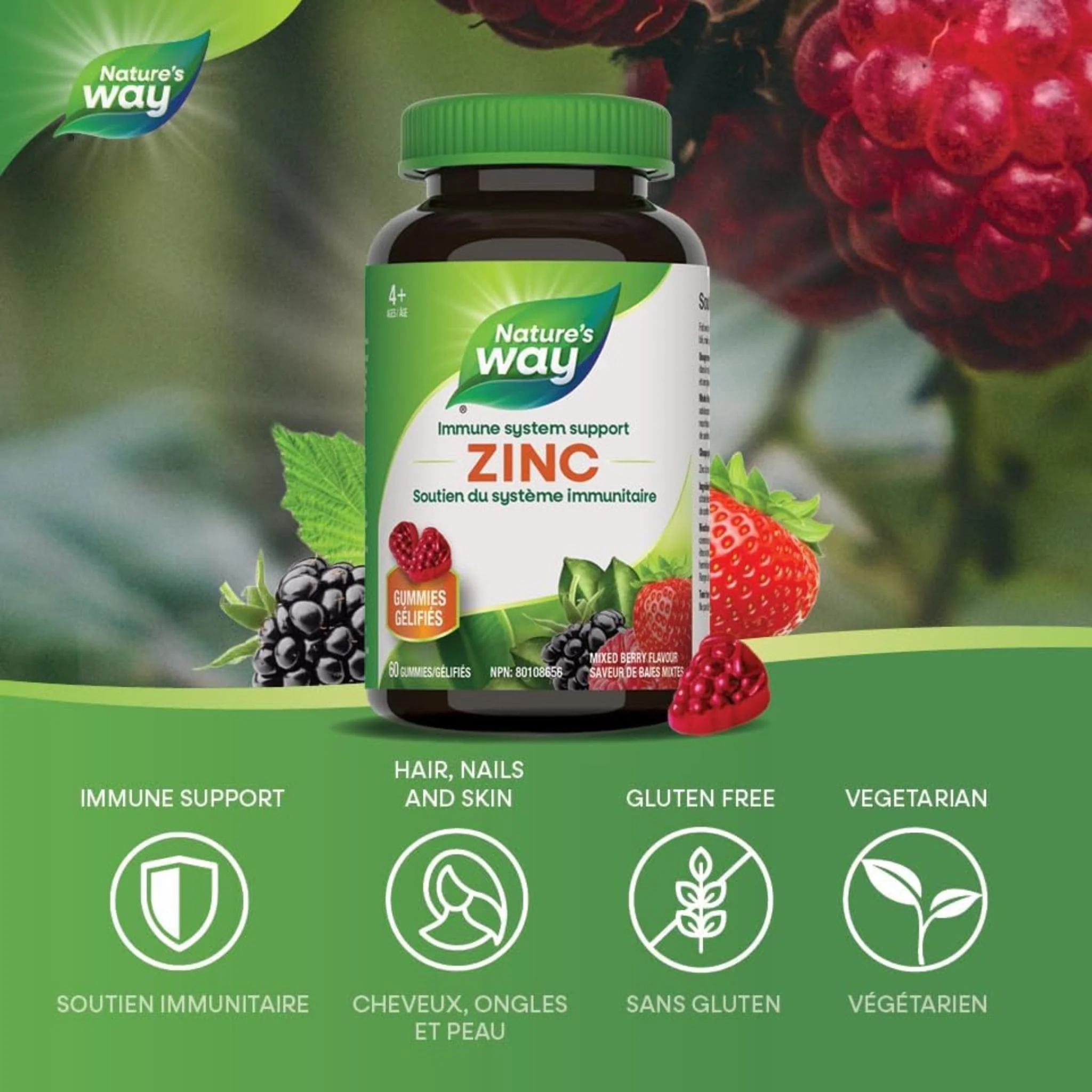 Nature's Way Zinc Gummies, Immune System Support, 60 Gummies - Image 3