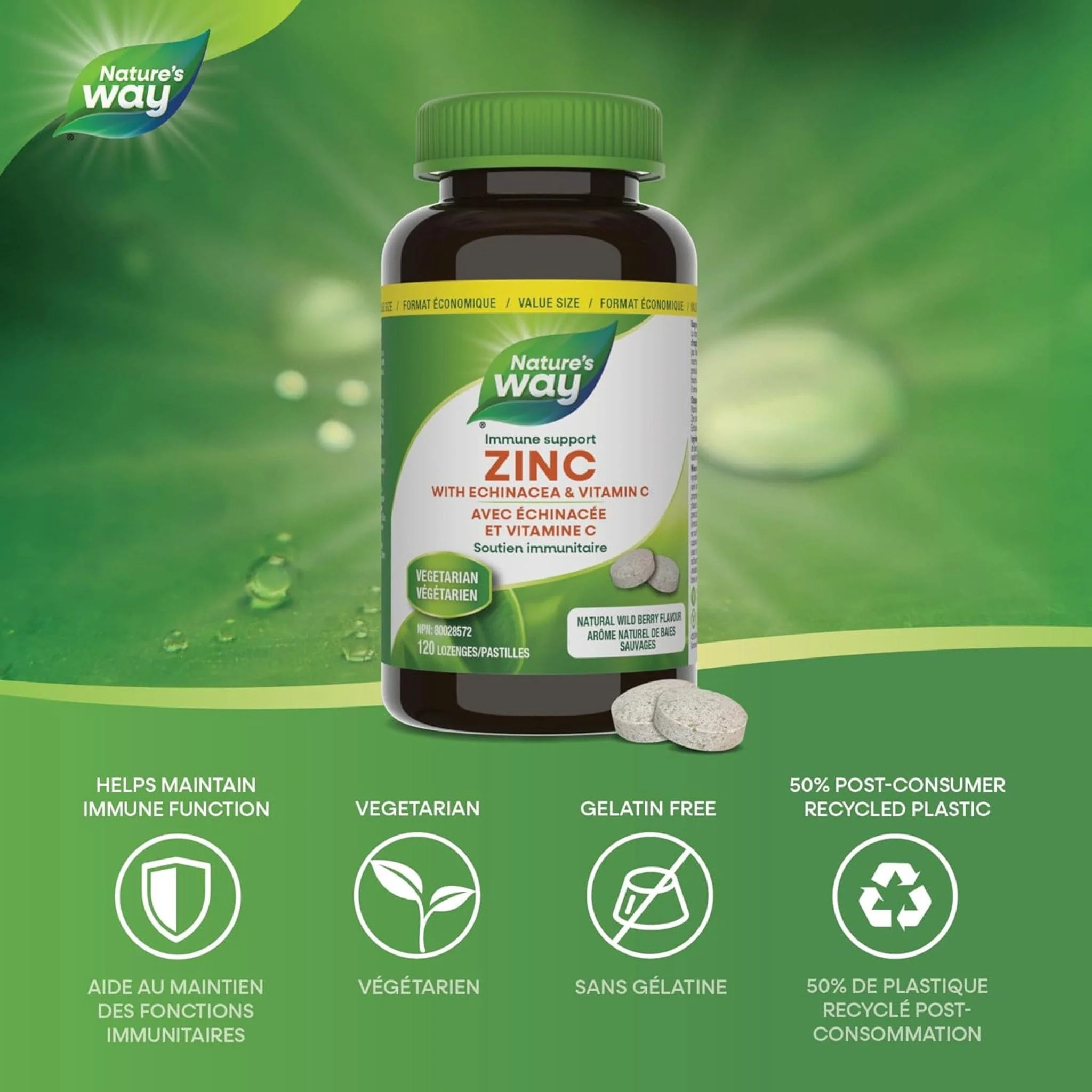 Nature's Way Zinc Lozenges 23mg with Echinacea & Vitamin C - Image 10