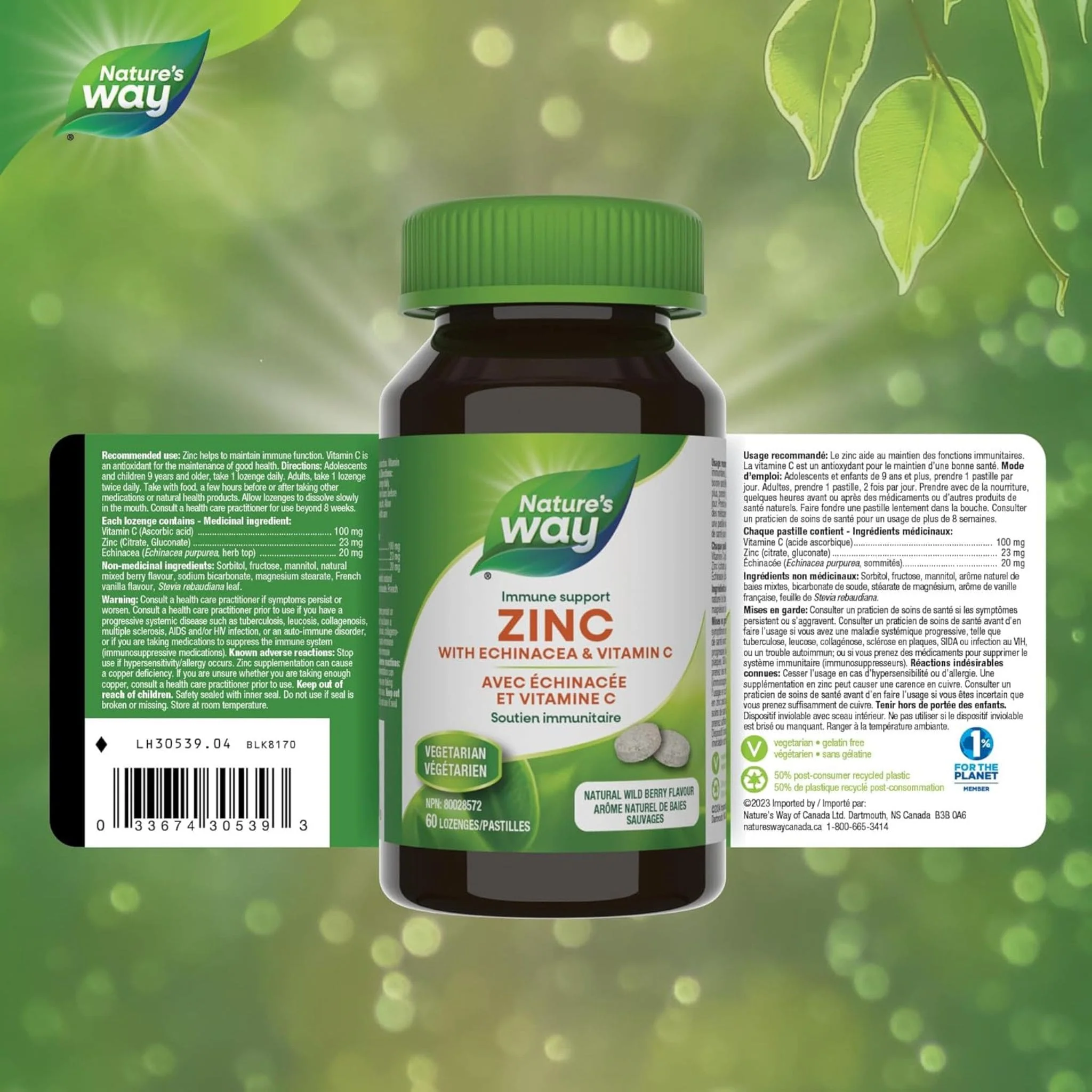 Nature's Way Zinc Lozenges 23mg with Echinacea & Vitamin C - Image 2