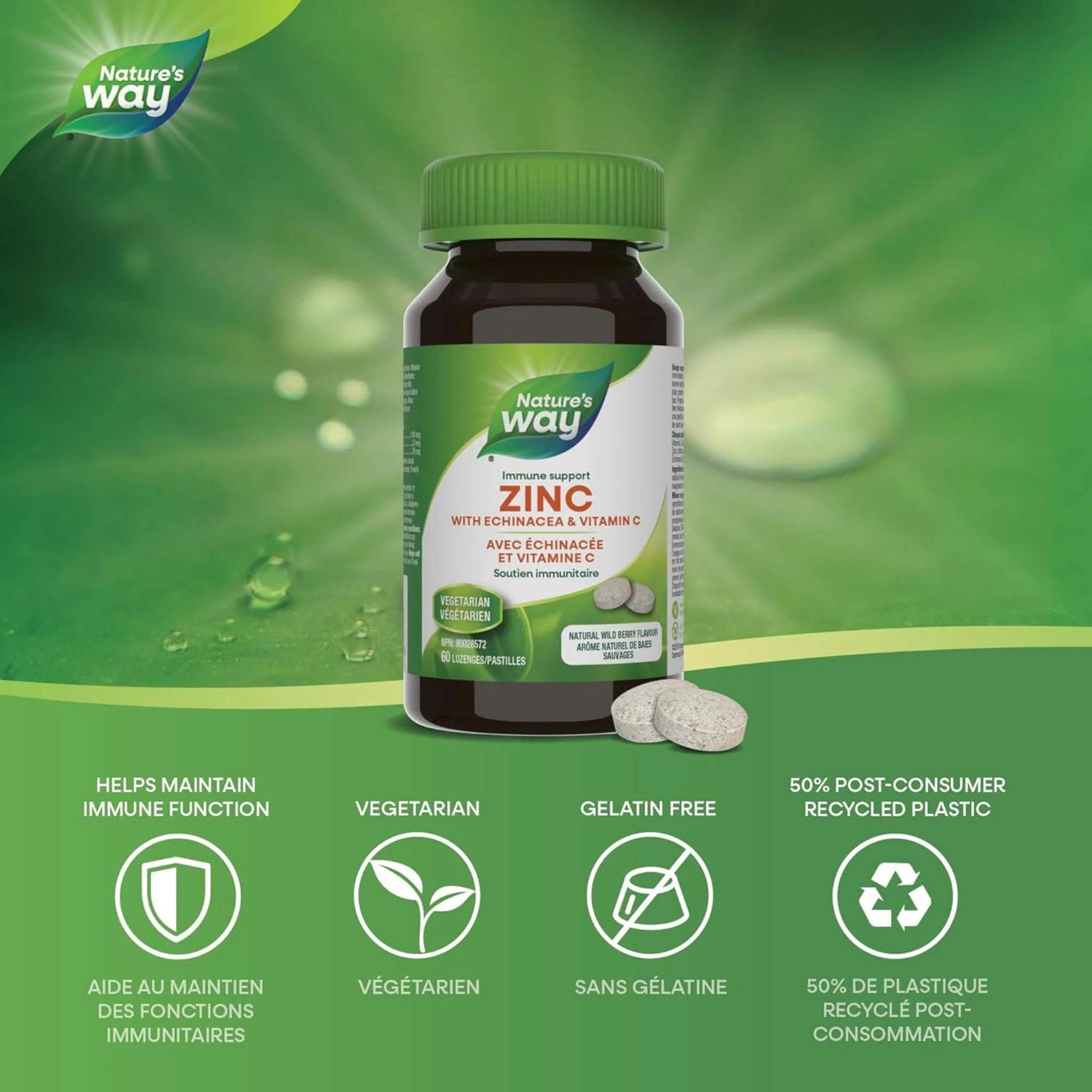 Nature's Way Zinc Lozenges 23mg with Echinacea & Vitamin C - Image 4