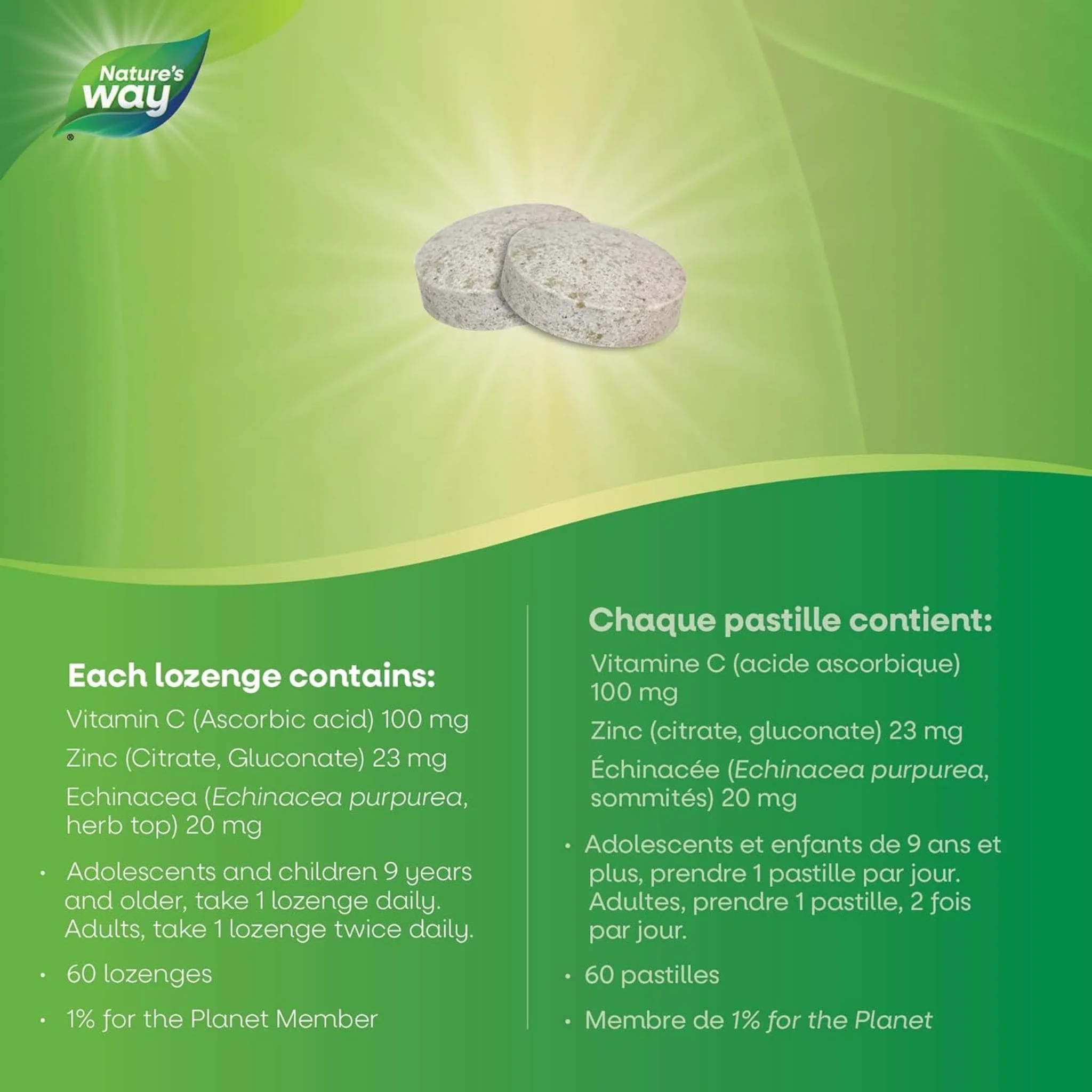 Nature's Way Zinc Lozenges 23mg with Echinacea & Vitamin C - Image 5