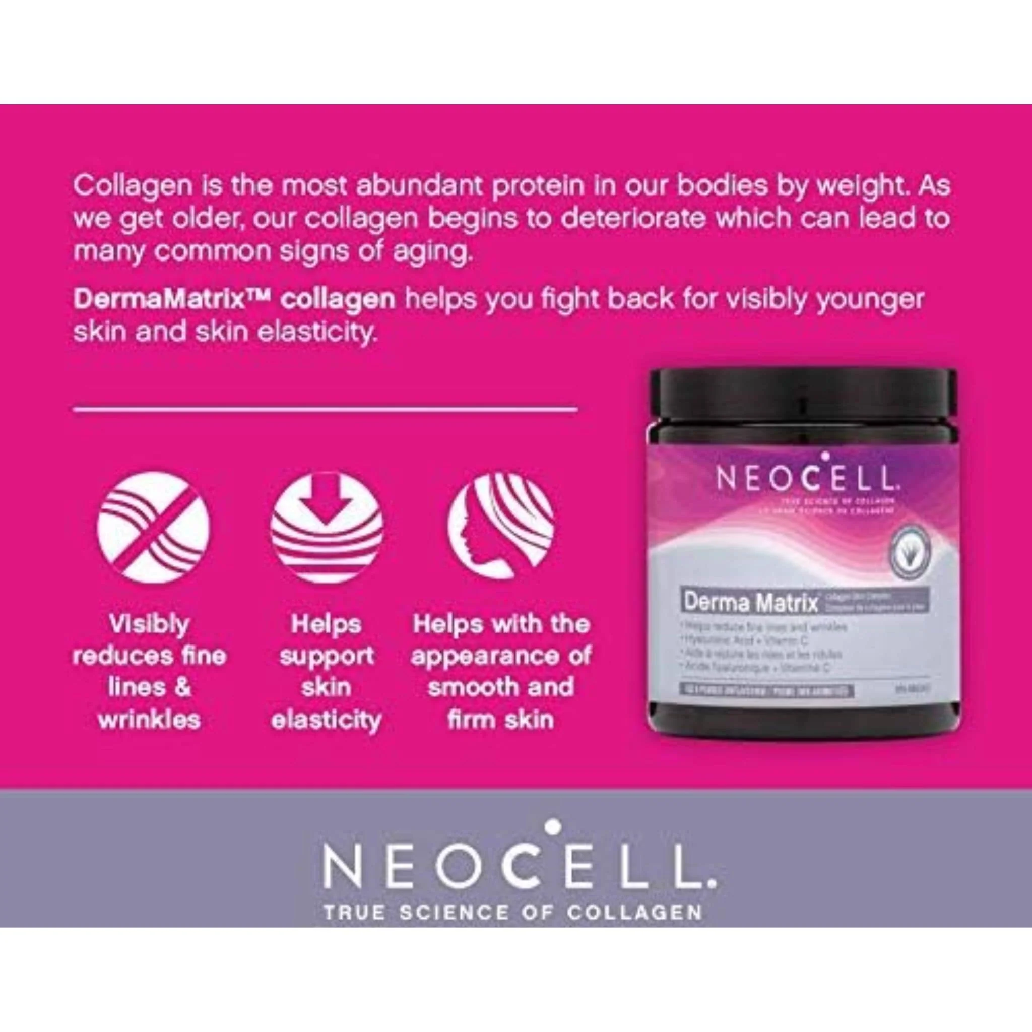 Neocell DermaMatrix Collagen with Hyaluronic Acid and Vitamin C, Helps reduce fine lines and wrinkles - Image 2