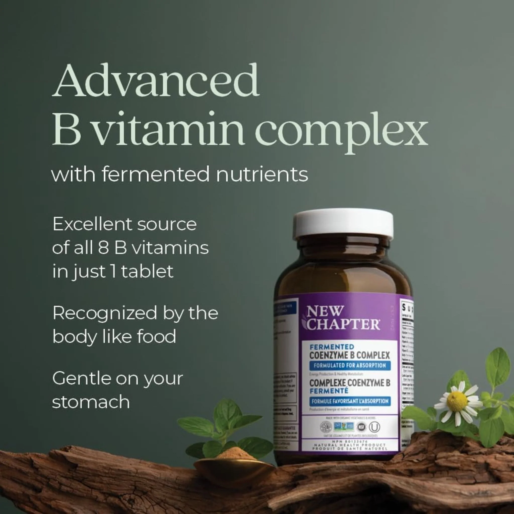 New Chapter Fermented Coenzyme Vitamin B Complex, Energy and Nervous System Support, 30 Tablets - Image 7