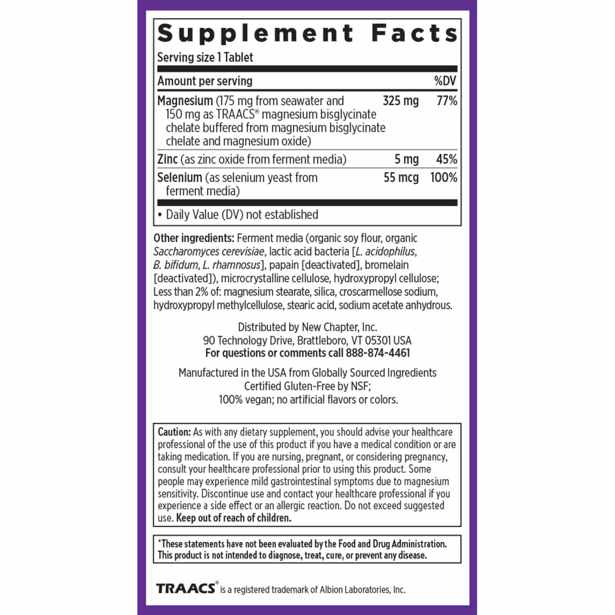 New Chapter Magnesium with Fermented Selenium and Fermented Zinc, 30 Tablets - Image 2