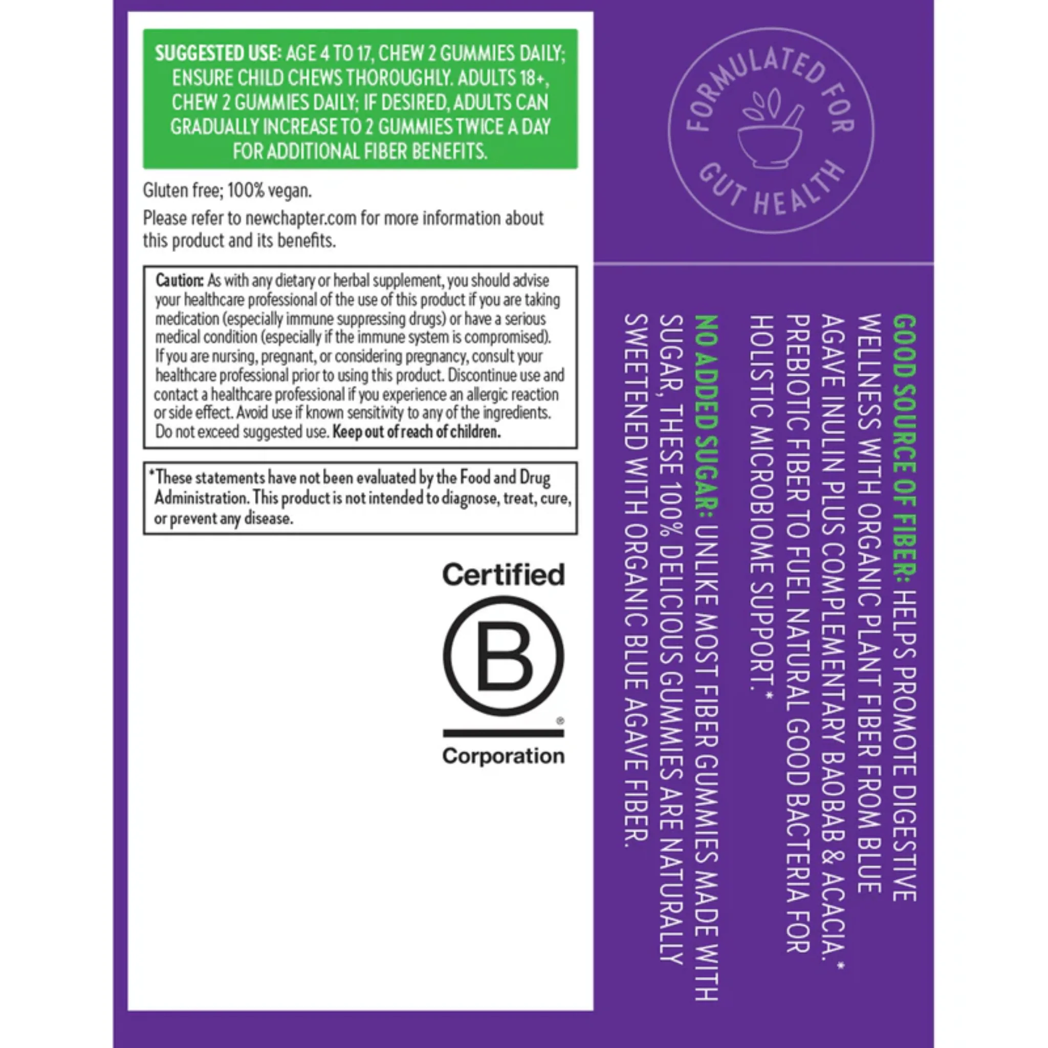 New Chapter Organic Fibre Gummies, Organic Vegan Prebiotic Fiber, Supports Regular Bowel Movements, 60 Gummies - Image 7