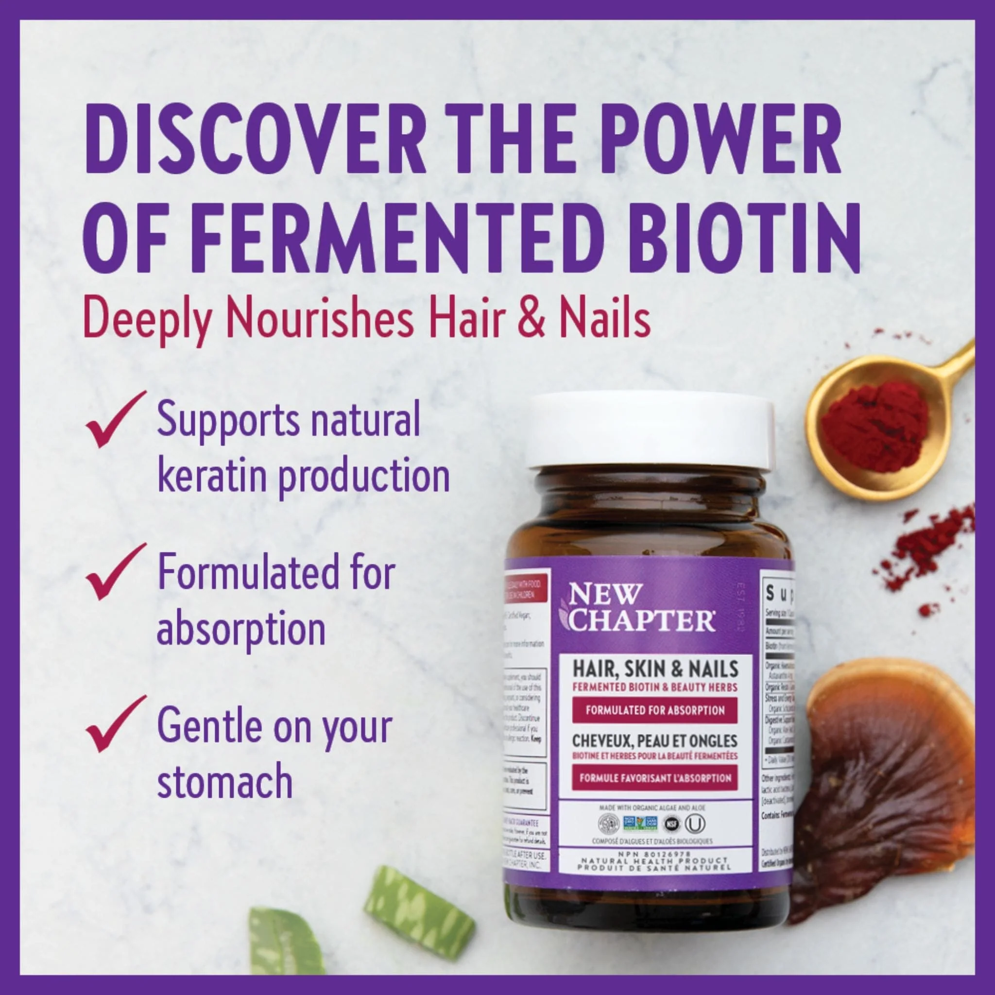 New Chapter Hair Skin & Nails, 30 Tablets - Image 3