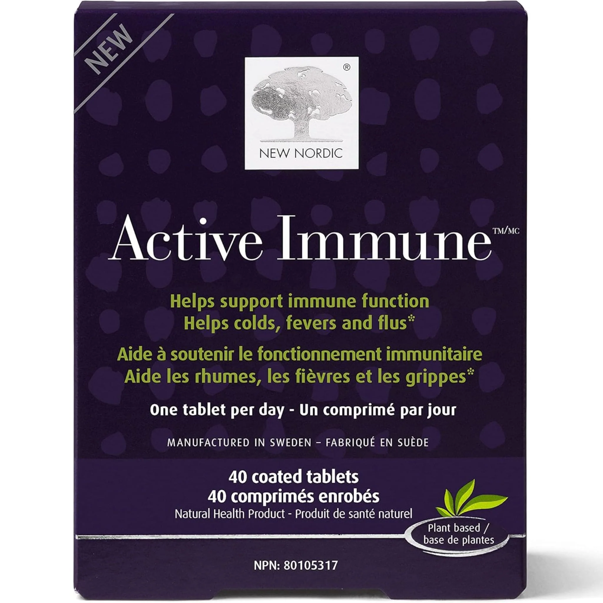 New Nordic Active Immune with Elderberry, Vitamin D3, Sea Buckthorn, 40 Coated Tablets