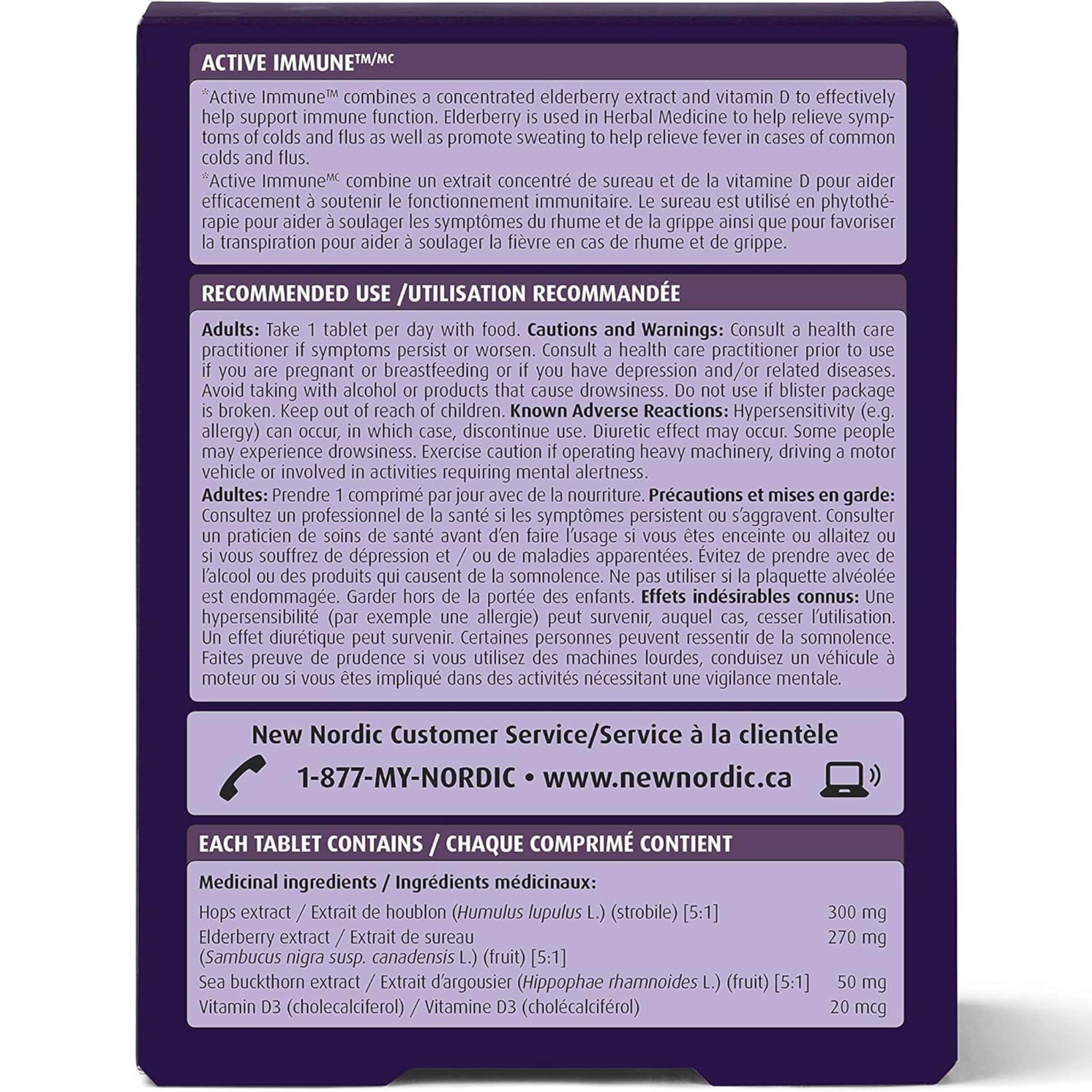 New Nordic Active Immune with Elderberry, Vitamin D3, Sea Buckthorn, 40 Coated Tablets - Image 2