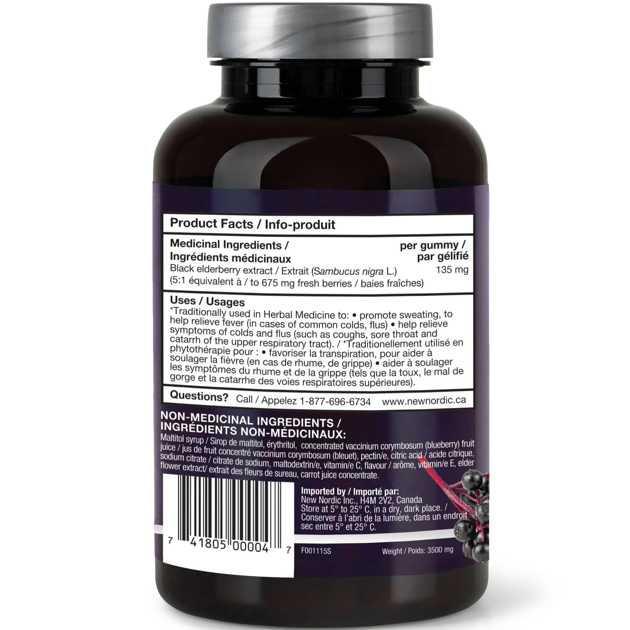 New Nordic Elderberry Gummies 130mg, Sugar-free, 60 Vegan Gummies - Image 2