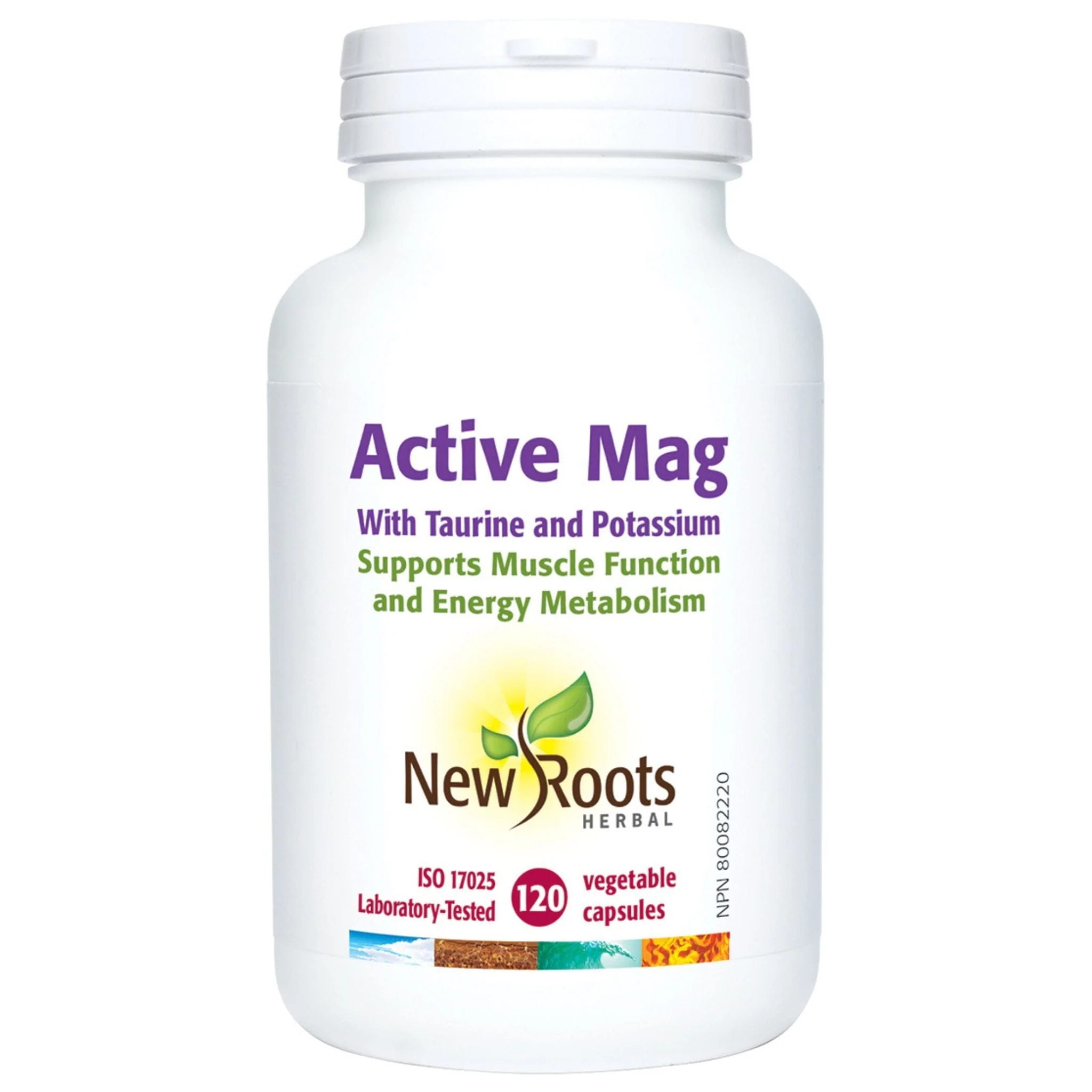 New Roots Active Mag, Magnesium, Taurine and Potassium, 120 Vegetable Capsules