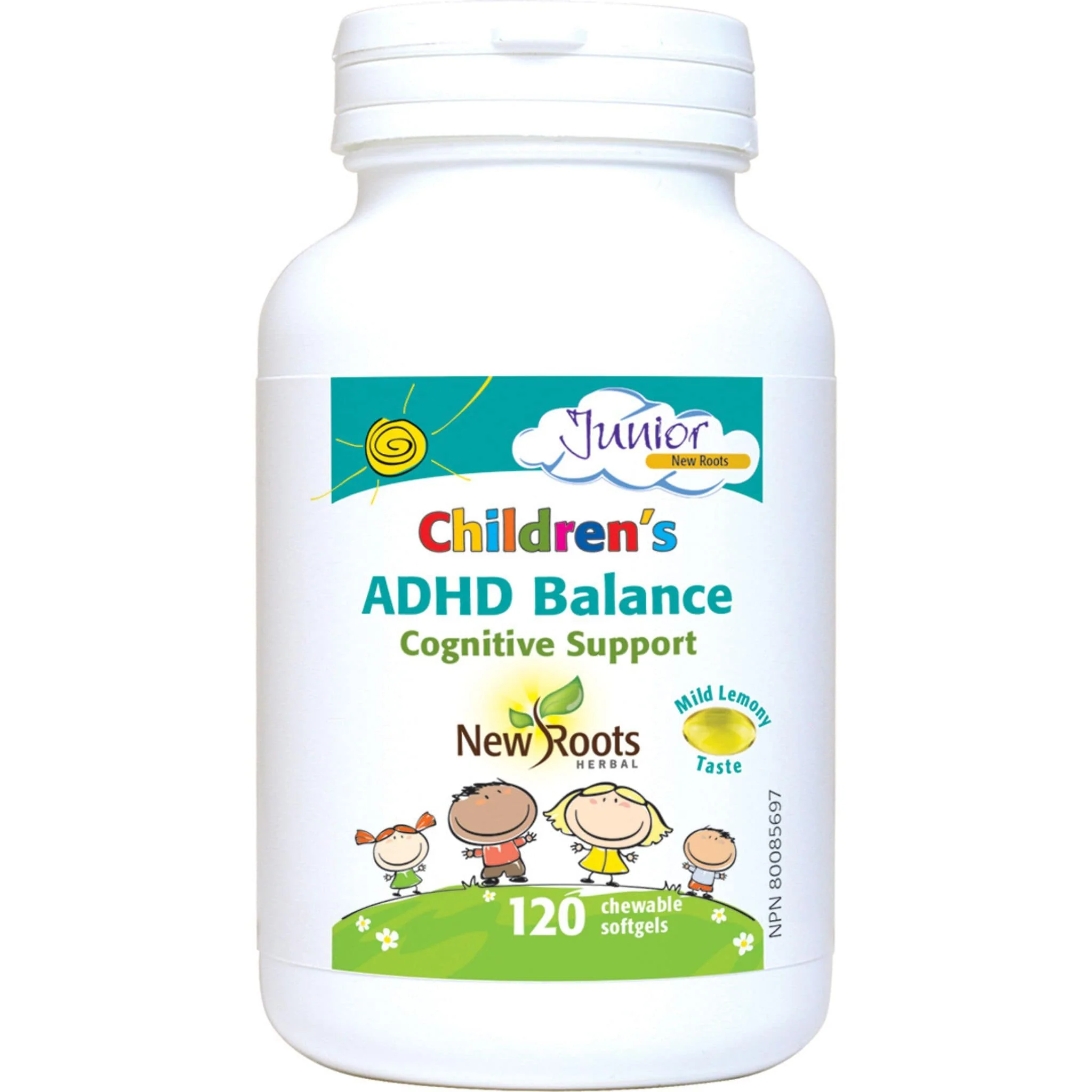 New Roots Children’s ADHD Balance, Helps relieve ADHD in children, Sugar-free, 120 Chewable Softgels