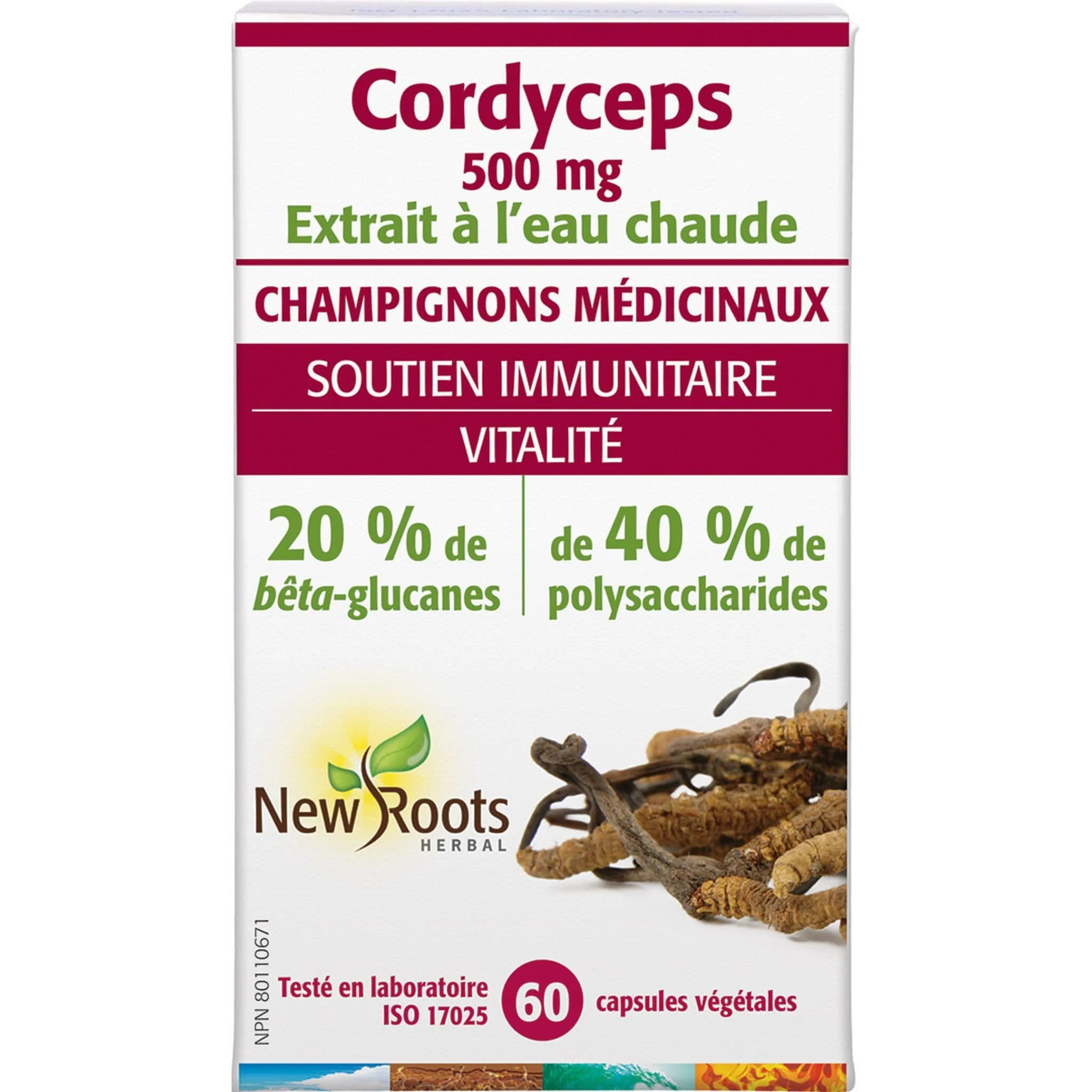New Roots Cordyceps 500mg, 60 Capsules - Image 2