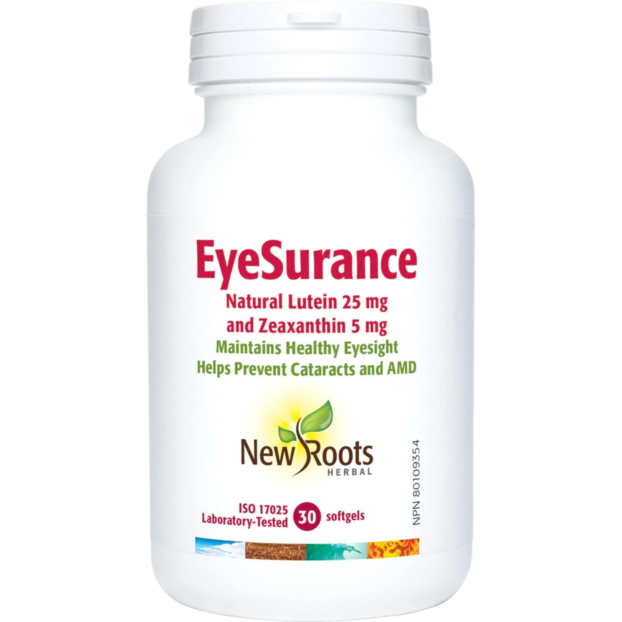 New Roots EyeSurance Eye Support, Natural Lutein 25mg and Zeaxanthin 5mg