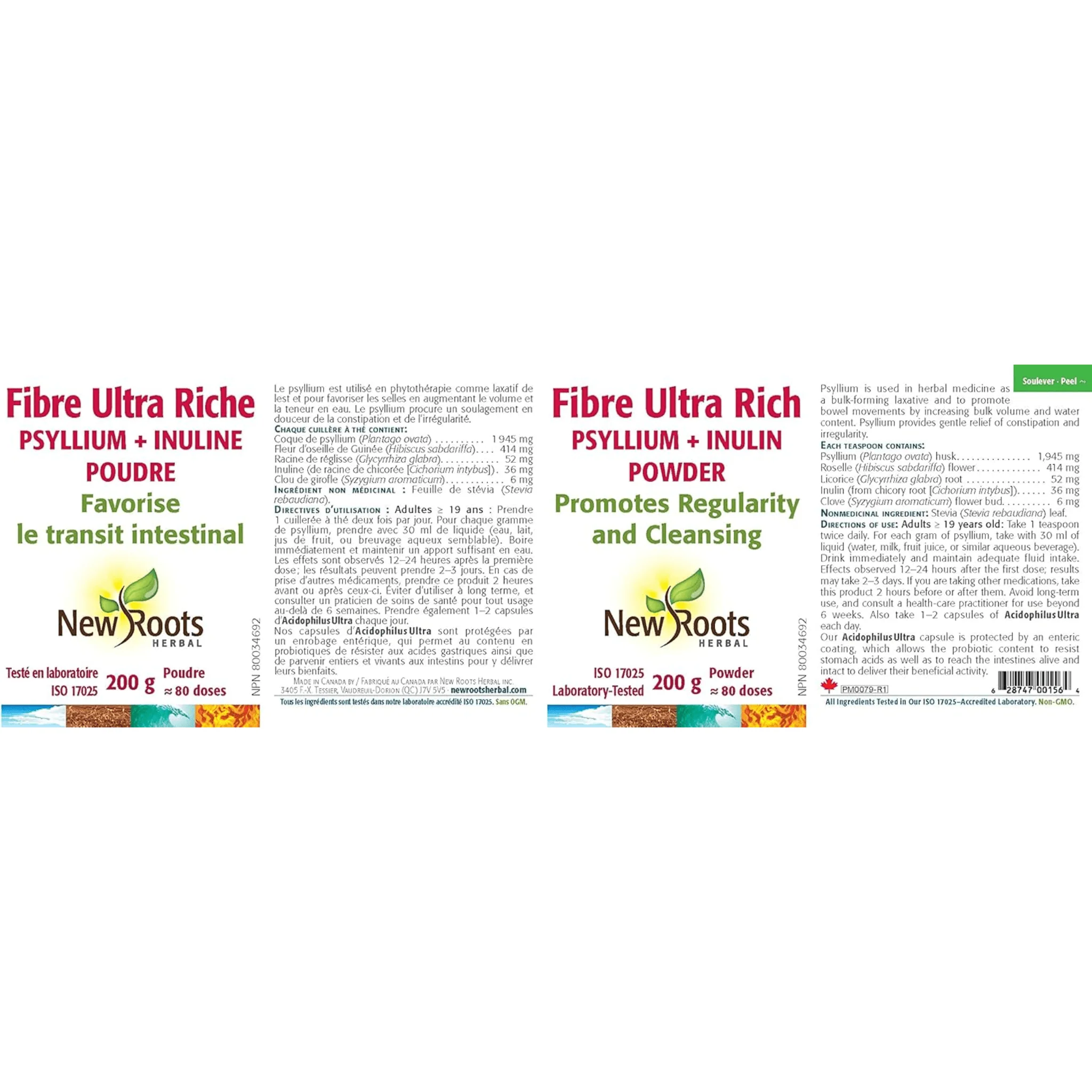 New Roots Fiber Ultra Rich Psyllium + Inulin Blend Powder, Gentle Support for Digestive Regularity, Comfort and Gut Balance, 200g - Image 2