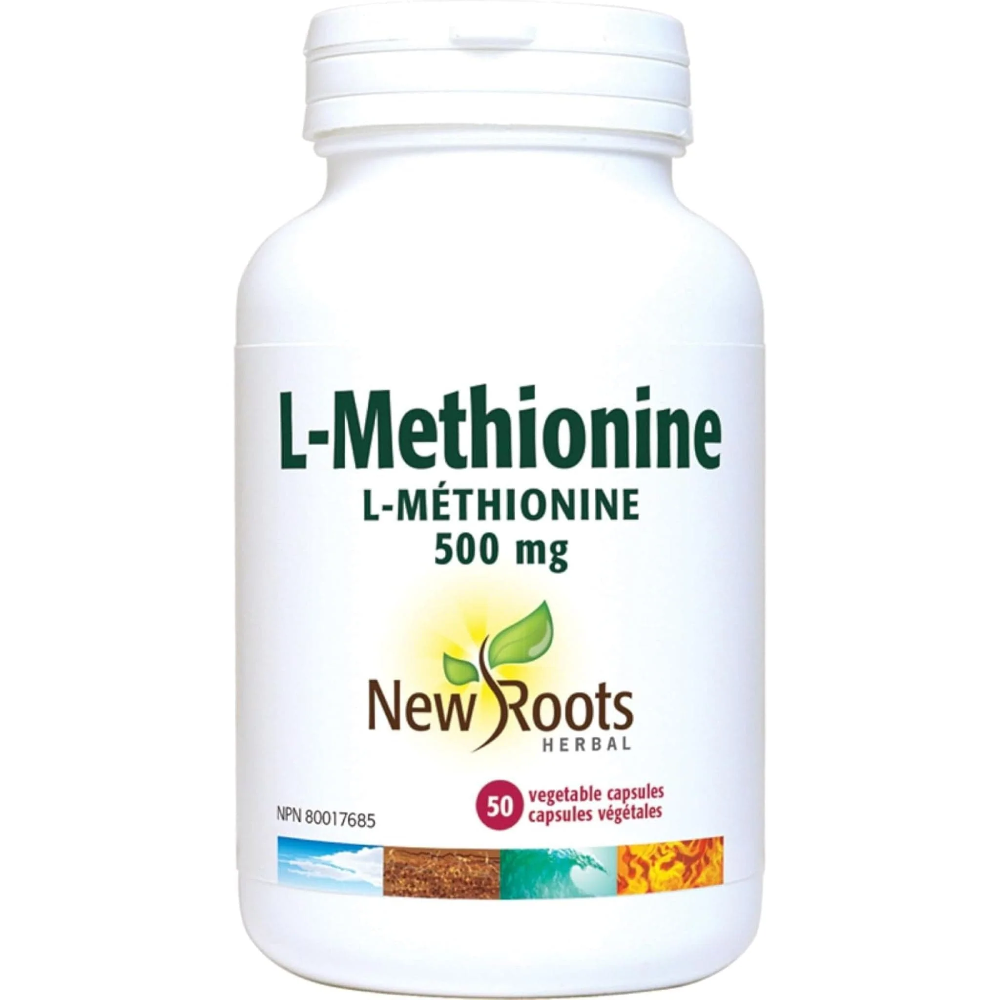 New Roots L-Methionine 500mg, Essential Amino Acid for Methylation, Detox Support and Protein Synthesis, 50 Vegetable Capsules