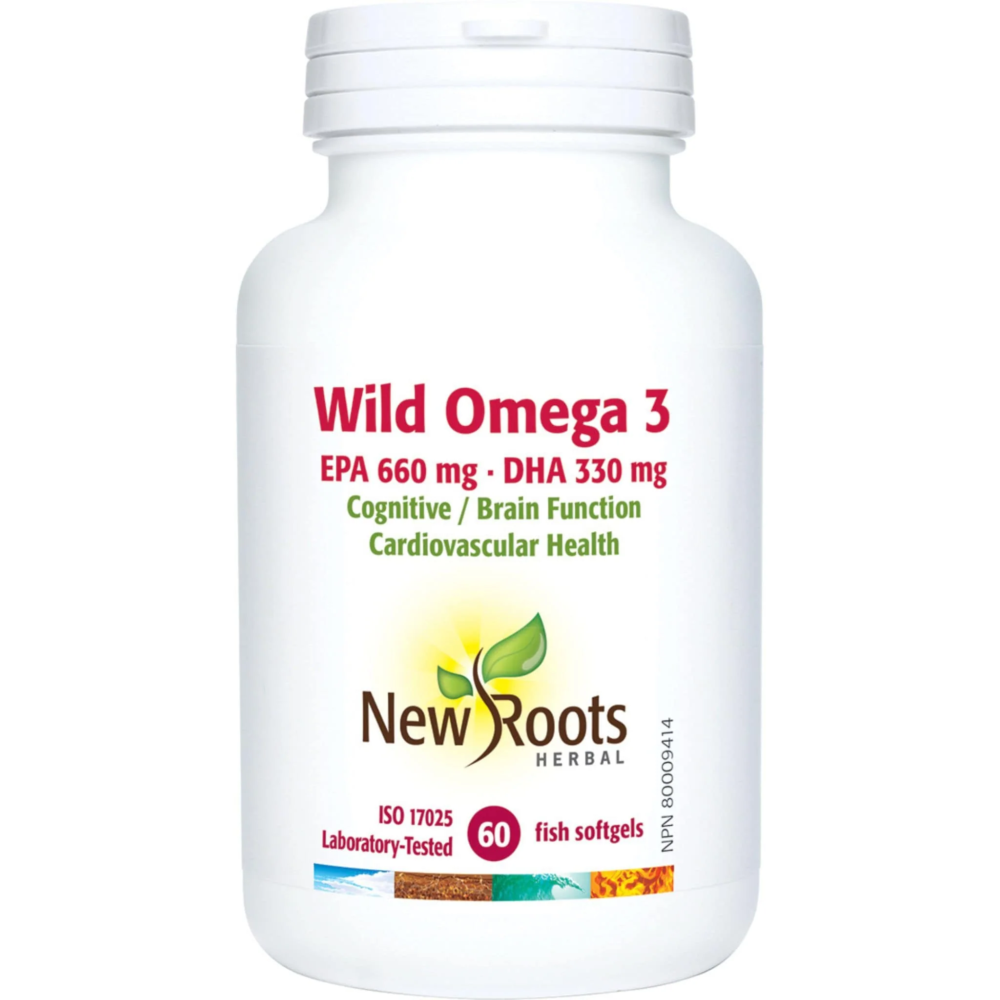 New Roots Wild Omega 3 EPA 660mg DHA 330mg Fish Oil Softgels