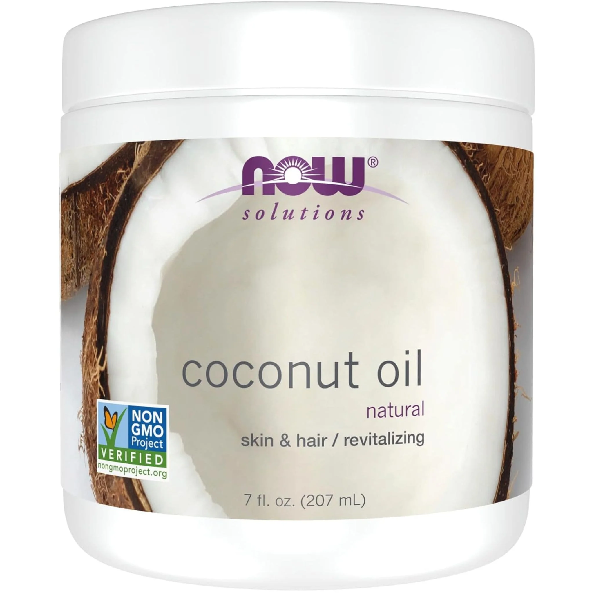 NOW 100% Natural Coconut Oil (For Skin & Hair), 207ml