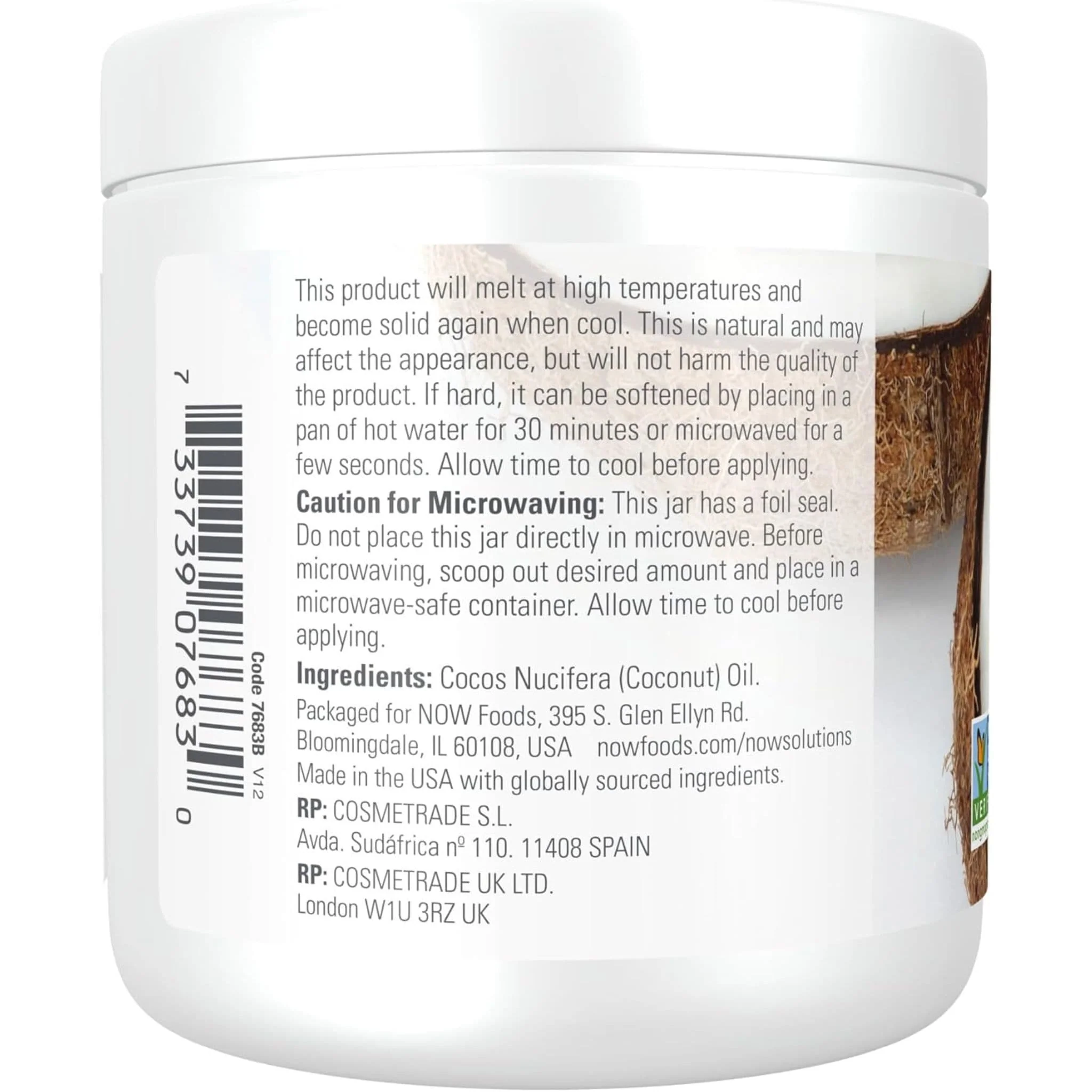 NOW 100% Natural Coconut Oil (For Skin & Hair), 207ml - Image 4