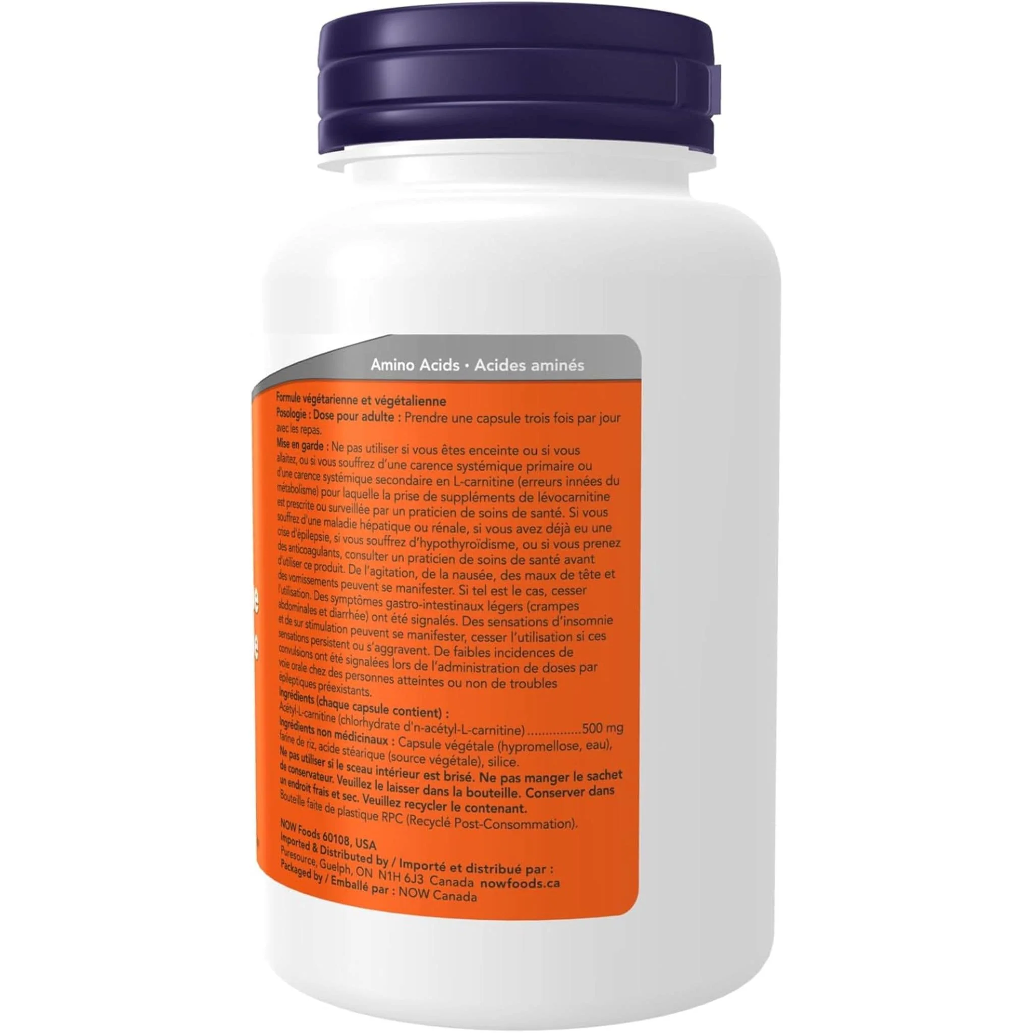 NOW Acetyl L-Carnitine, 500mg, 100 Vcaps - Image 2