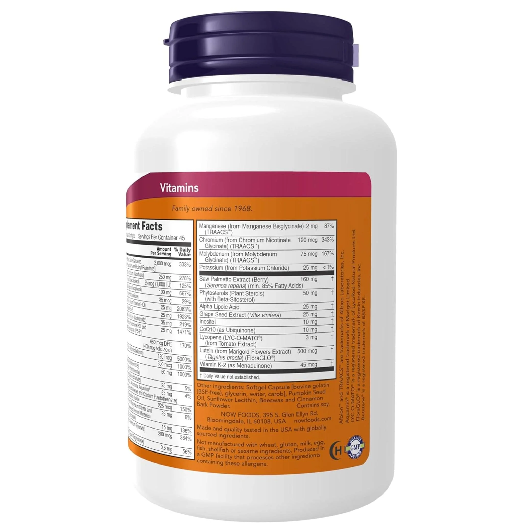 NOW ADAM Superior Men's Multi 2 a Day, Iron Free, 90 Softgels - Image 3