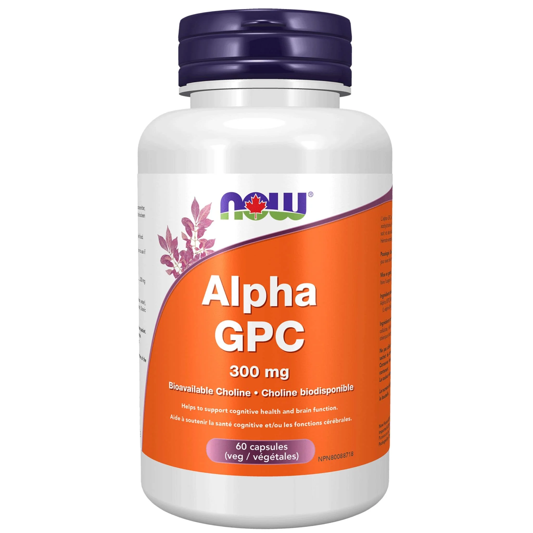NOW Alpha GPC 300mg with Bioavailable Choline, Supports Cognitive Health, 60 Vegetable Capsules