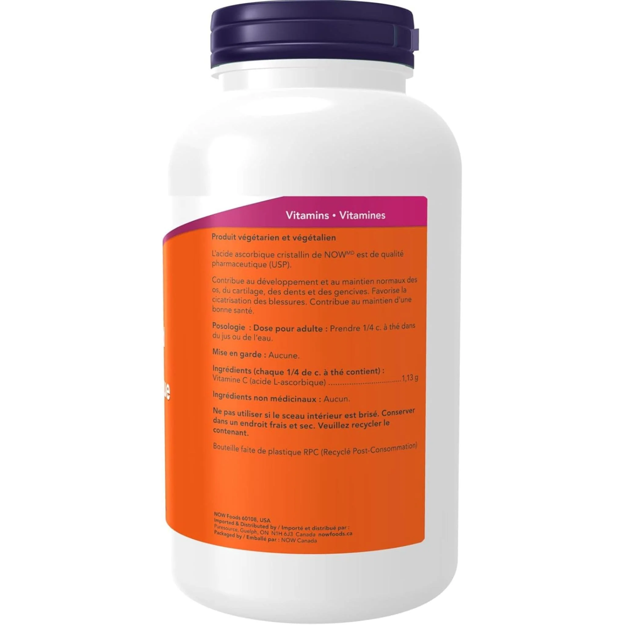 NOW Ascorbic Acid Powder, 100% Pure Vitamin C Powder, Pharmaceutical Grade, Unflavoured - Image 6