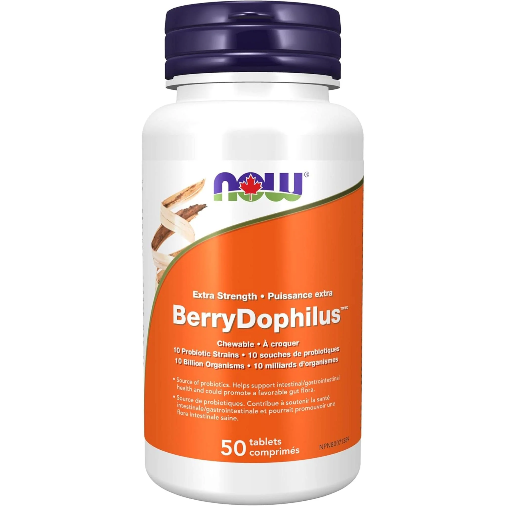 NOW Berry Dophilus, Extra Strength, 10 Billion, 10 Probiotic Strains, 50 Chewable Tablets, Store in Fridge